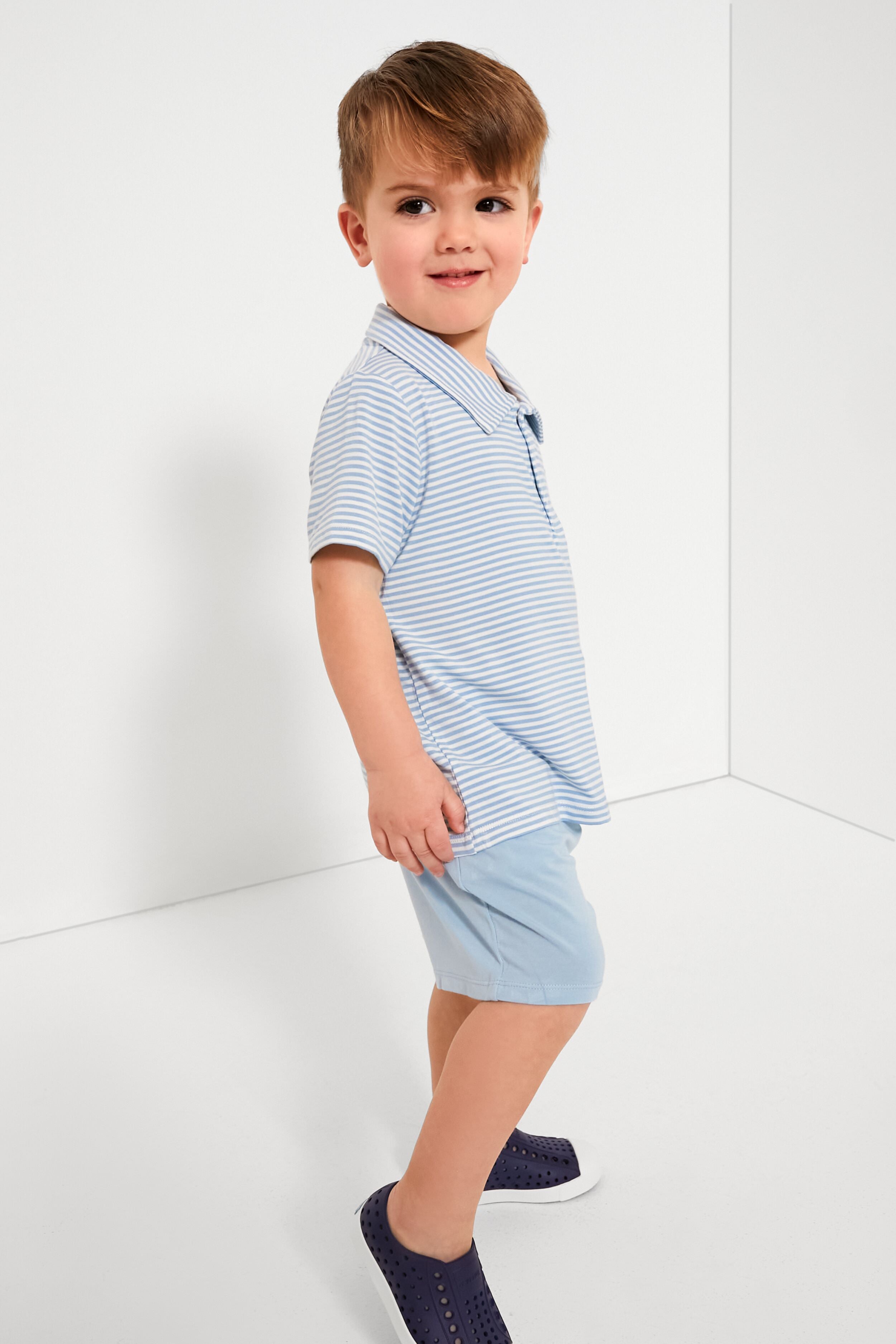 Men's Blue Stripe Golf Polo Shirt & Shorts Set - Breathable Performance Golf Outfit for Summer - Perfect for Golfing, Casual Wear & Outdoor Activities
