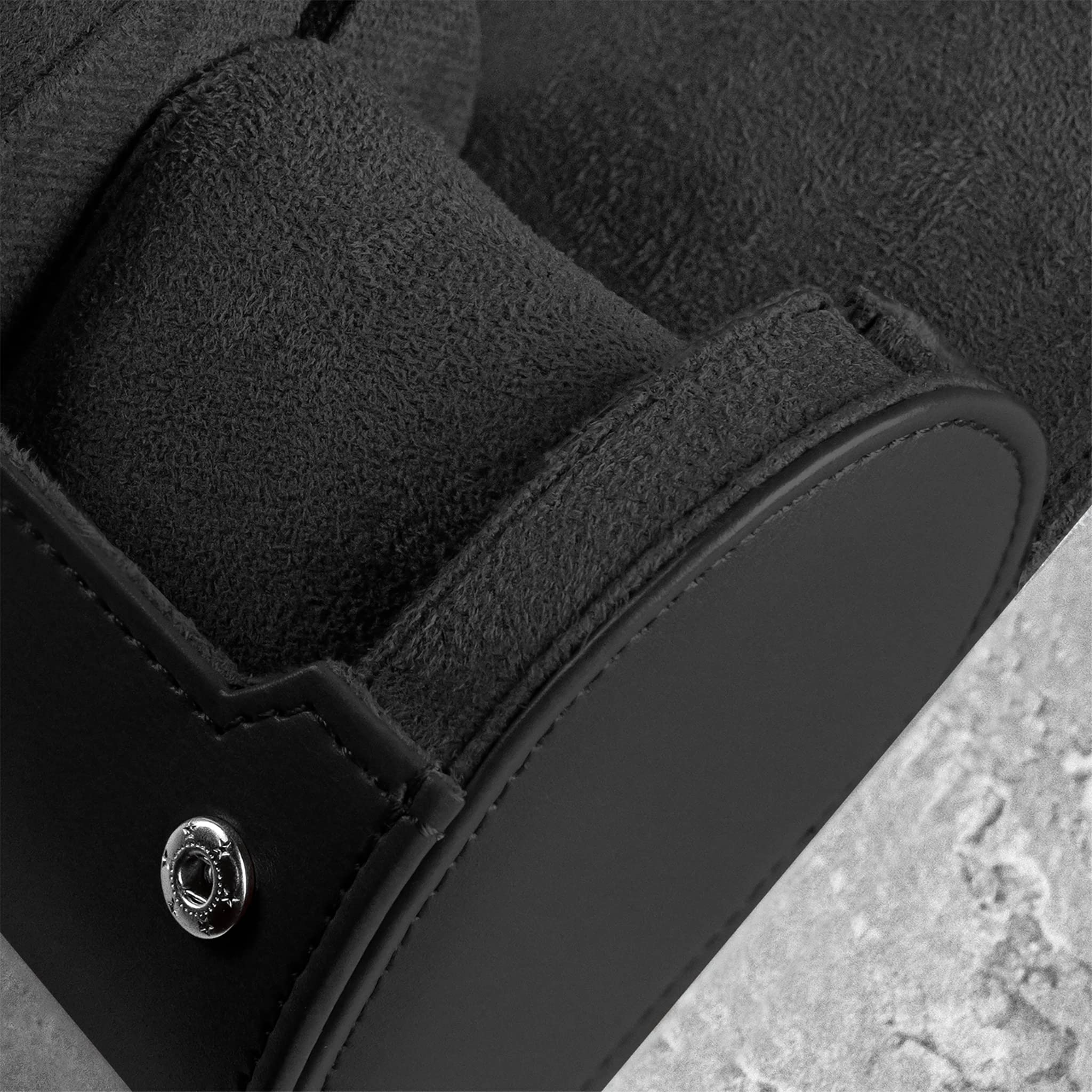 BARTON WATCH BANDS - Black Recycled Leather Watch Travel Case & Storage for Watch Bands - Compact 1 Watch Holder - Perfect for Travel, Business Trips & Watch Collection Organization