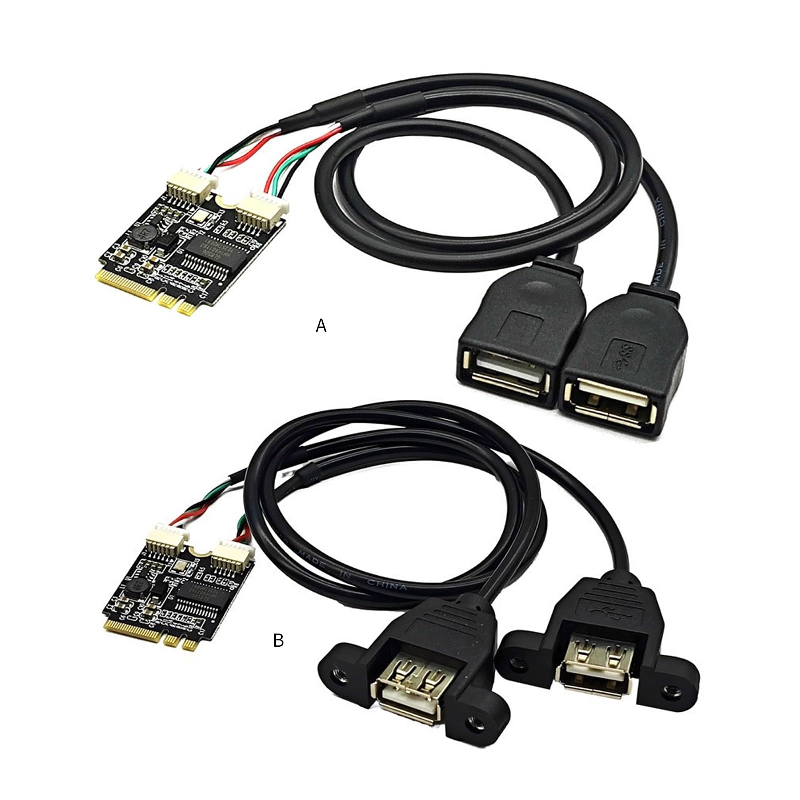WiFi Key A to USB Adapter Card - Dual USB 2.0 Expansion Card for Laptop Motherboard | Upgrade Connectivity for Gaming, Streaming & Workstations