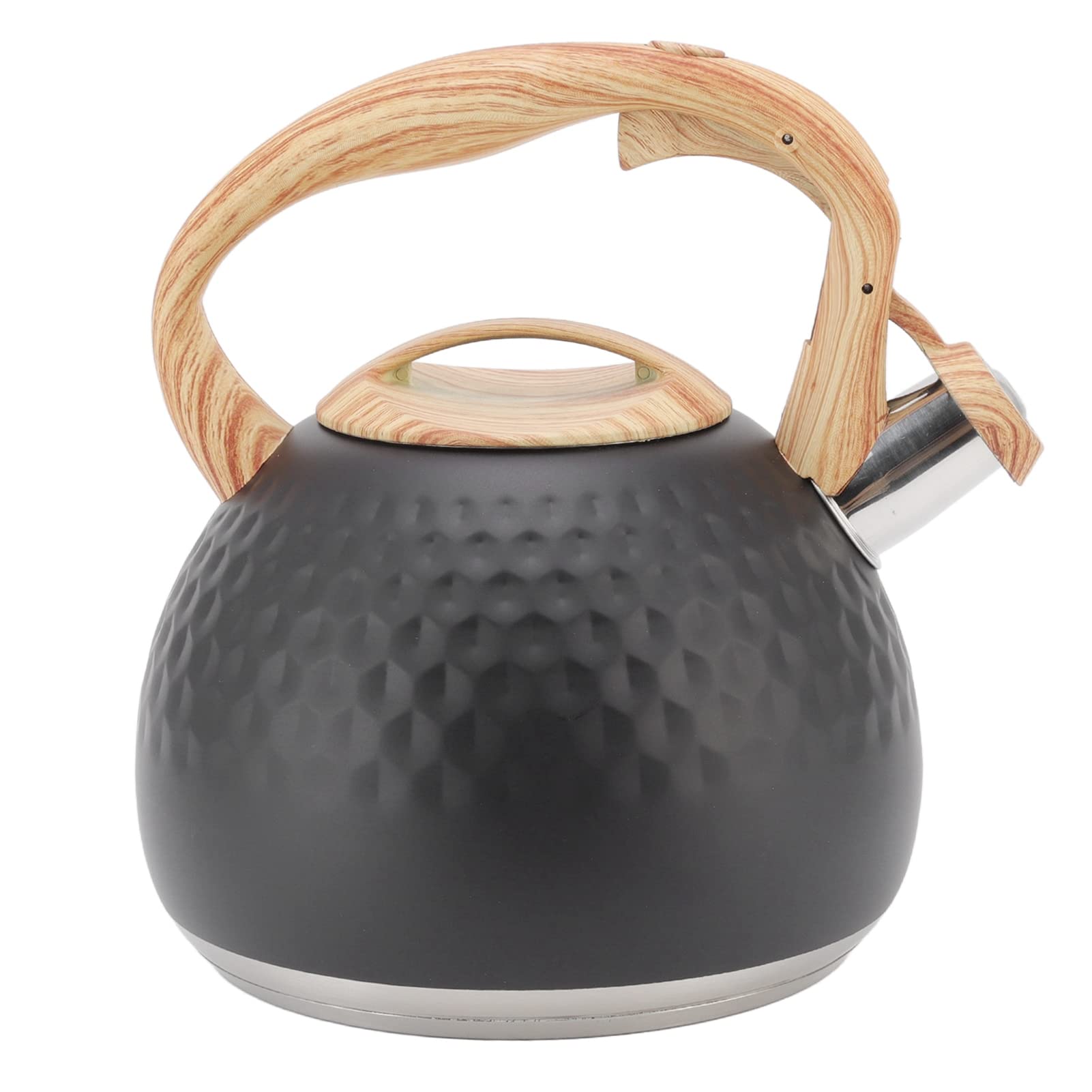 Premium 3L Stainless Steel Whistling Tea Kettle - Stovetop Safe with Ergonomic Grip, Classic Farmhouse Design for Home & Kitchen Use (Black) | Perfect for Boiling Water, Brewing Tea, and Coffee Making