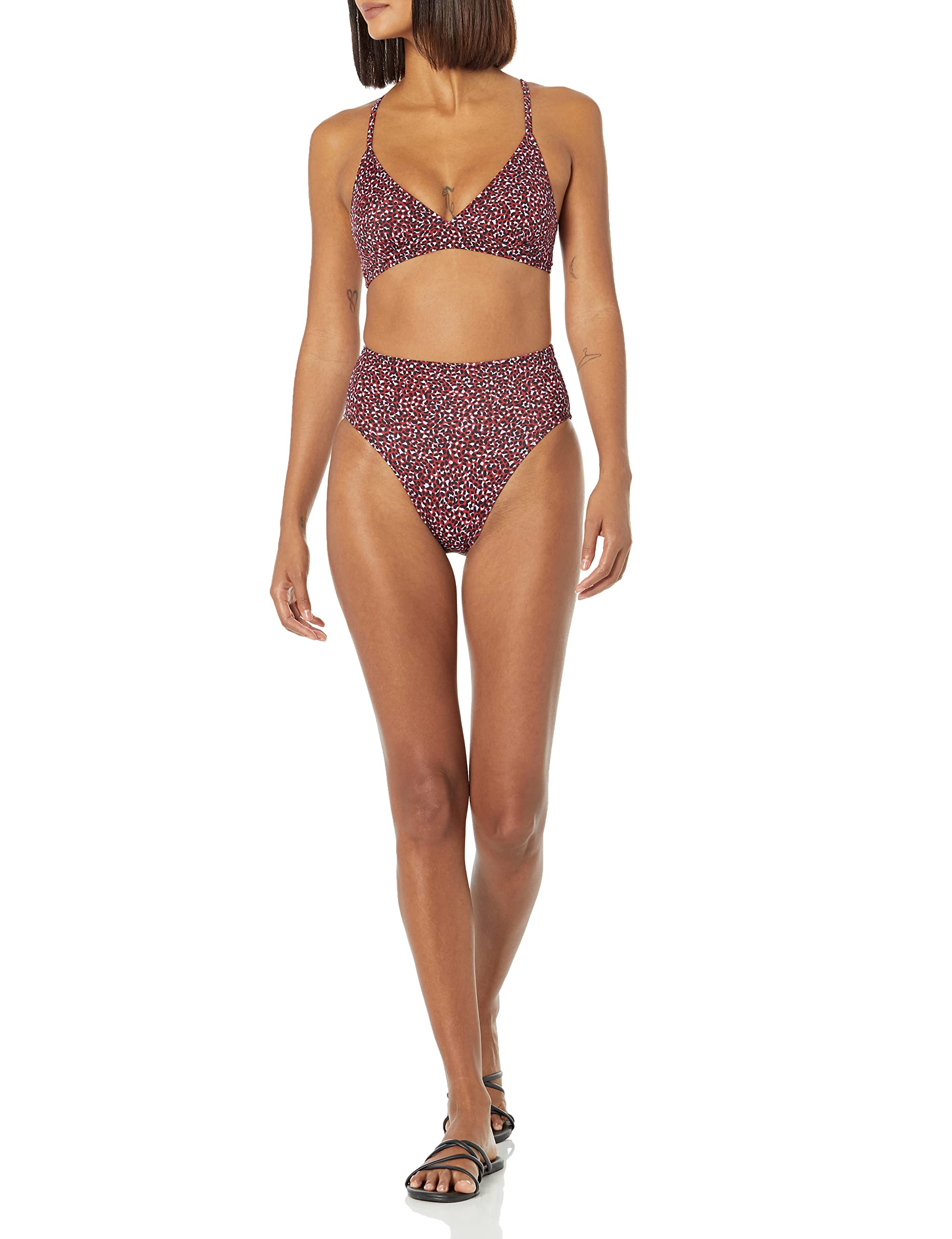 Amazon Essentials Women's High Waist High Leg Bikini Bottom - Comfortable Swimwear for Beach, Pool & Summer Vacations