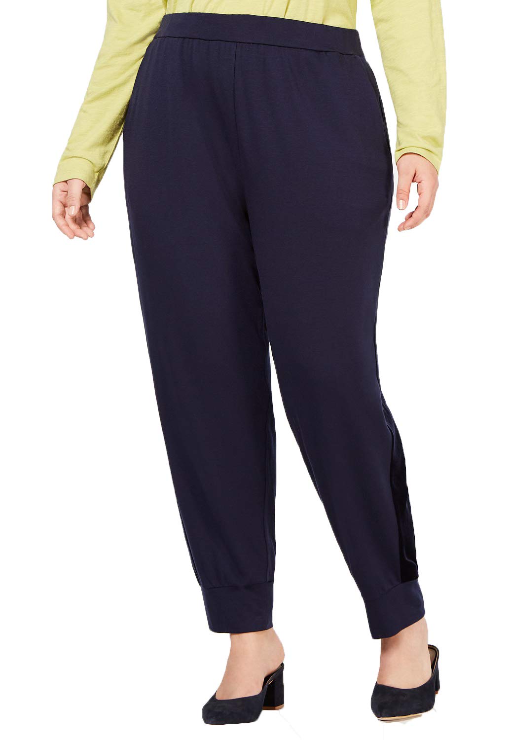 Eileen Fisher Plus Size Tencel Stretch Jersey Pull-On Track Pants - Comfortable Lounge & Travel Pants for Women