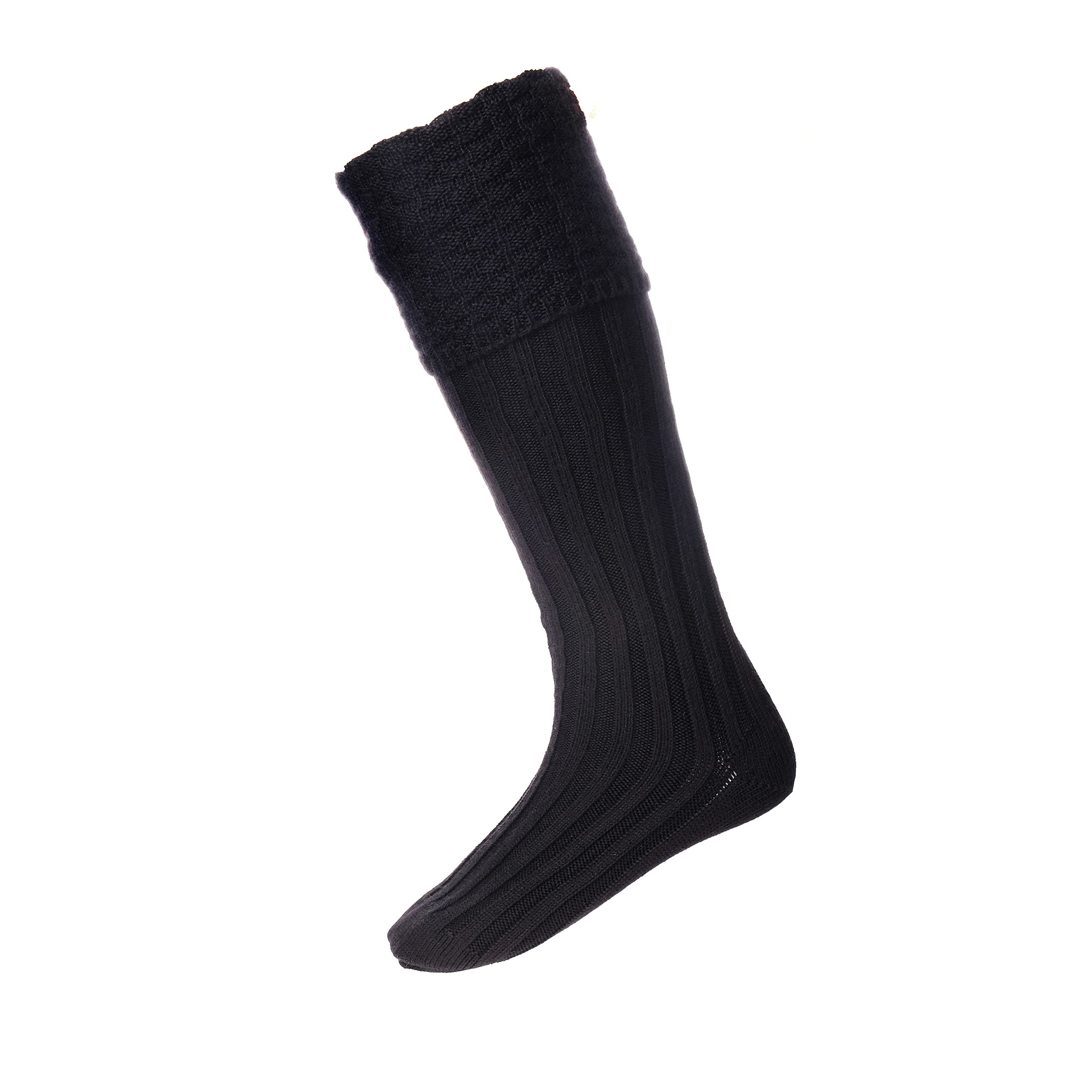 Premium Black Bubble Top Pipe Band Piper Knit Merino Wool Kilt Hose Socks - Warm & Durable Scottish Highland Dance Accessories for Bagpipers & Traditional Performances