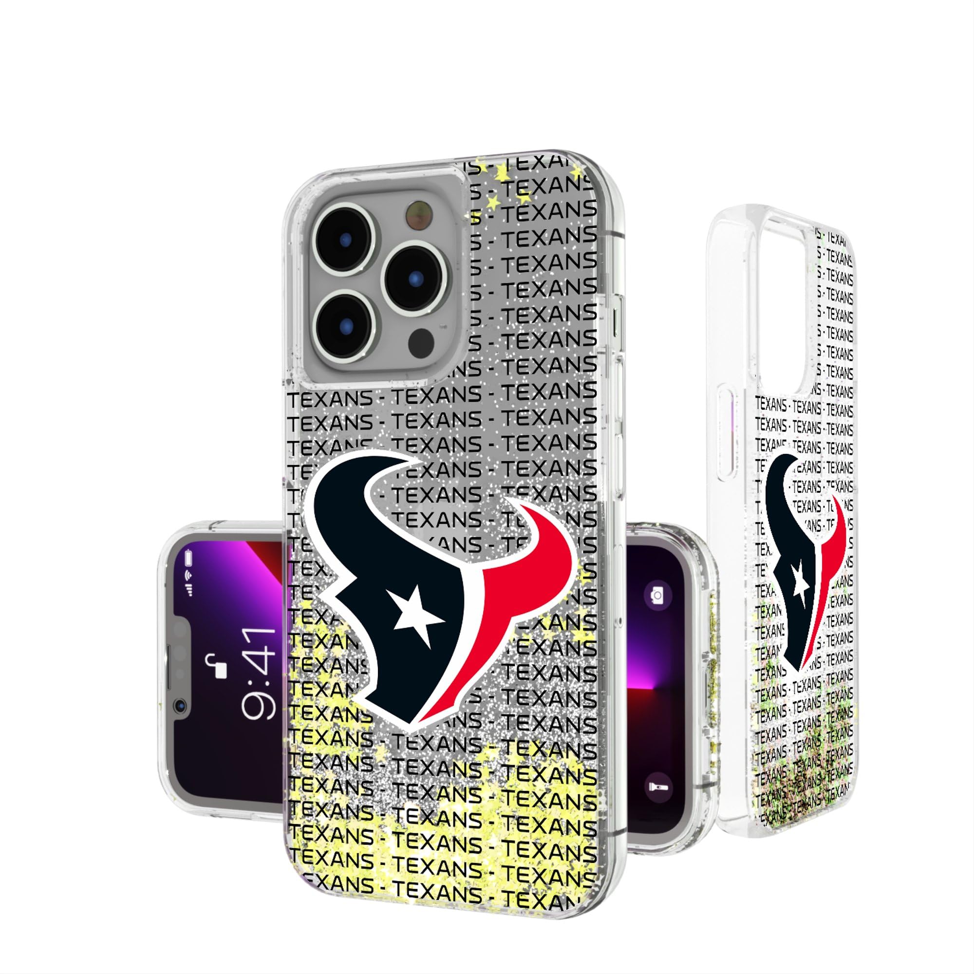 Houston Texans Glitter iPhone Case - Custom Text Backdrop Design for iPhone 11/12/13/14/15 - Perfect for Texans Fans, Game Day & Everyday Use