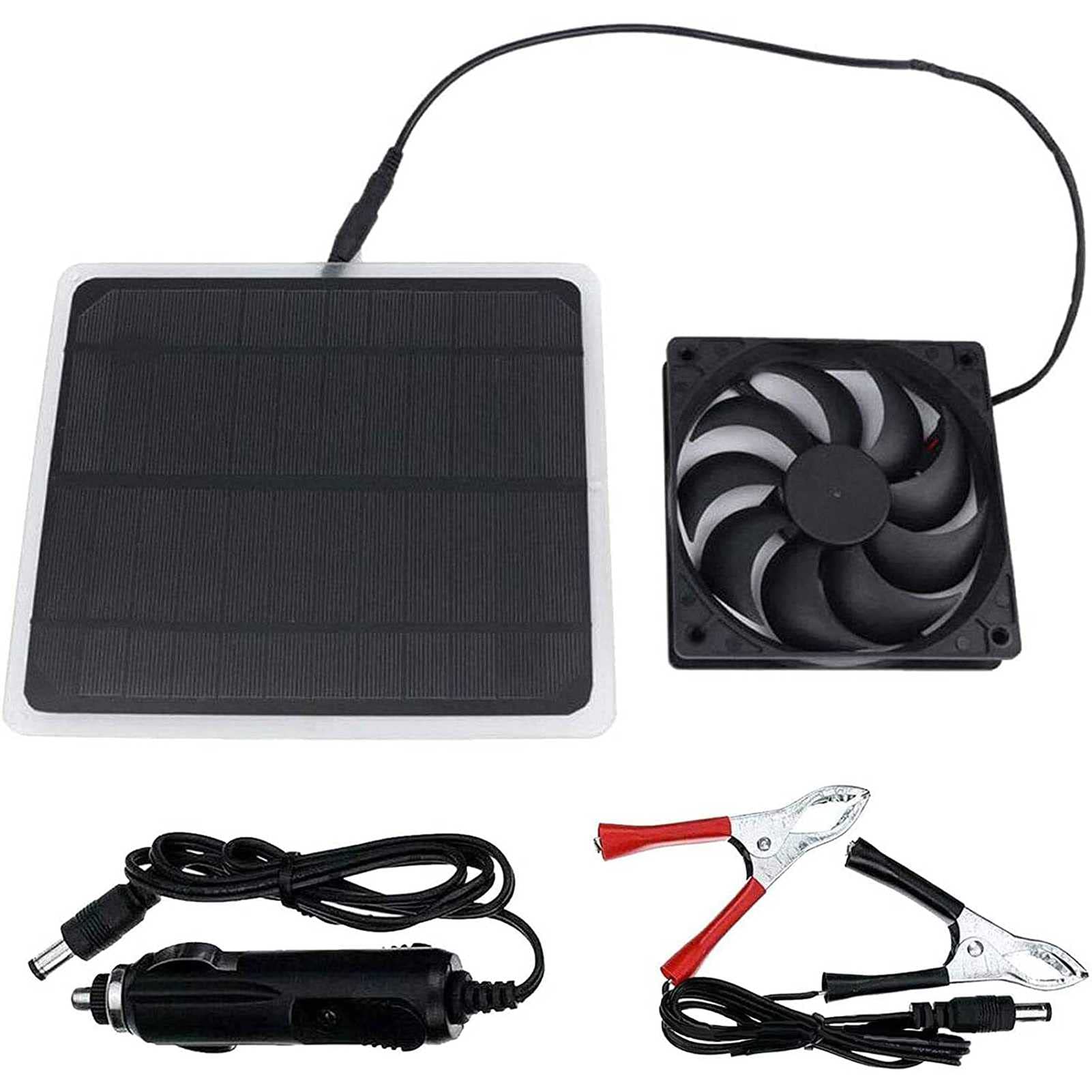 10W Solar Powered Exhaust Fan - Portable Mini Ventilator with Solar Panel & Battery for Greenhouse Cooling, Pet Houses, Chicken Coops | Ideal for Outdoor Use, Camping & Emergency Ventilation