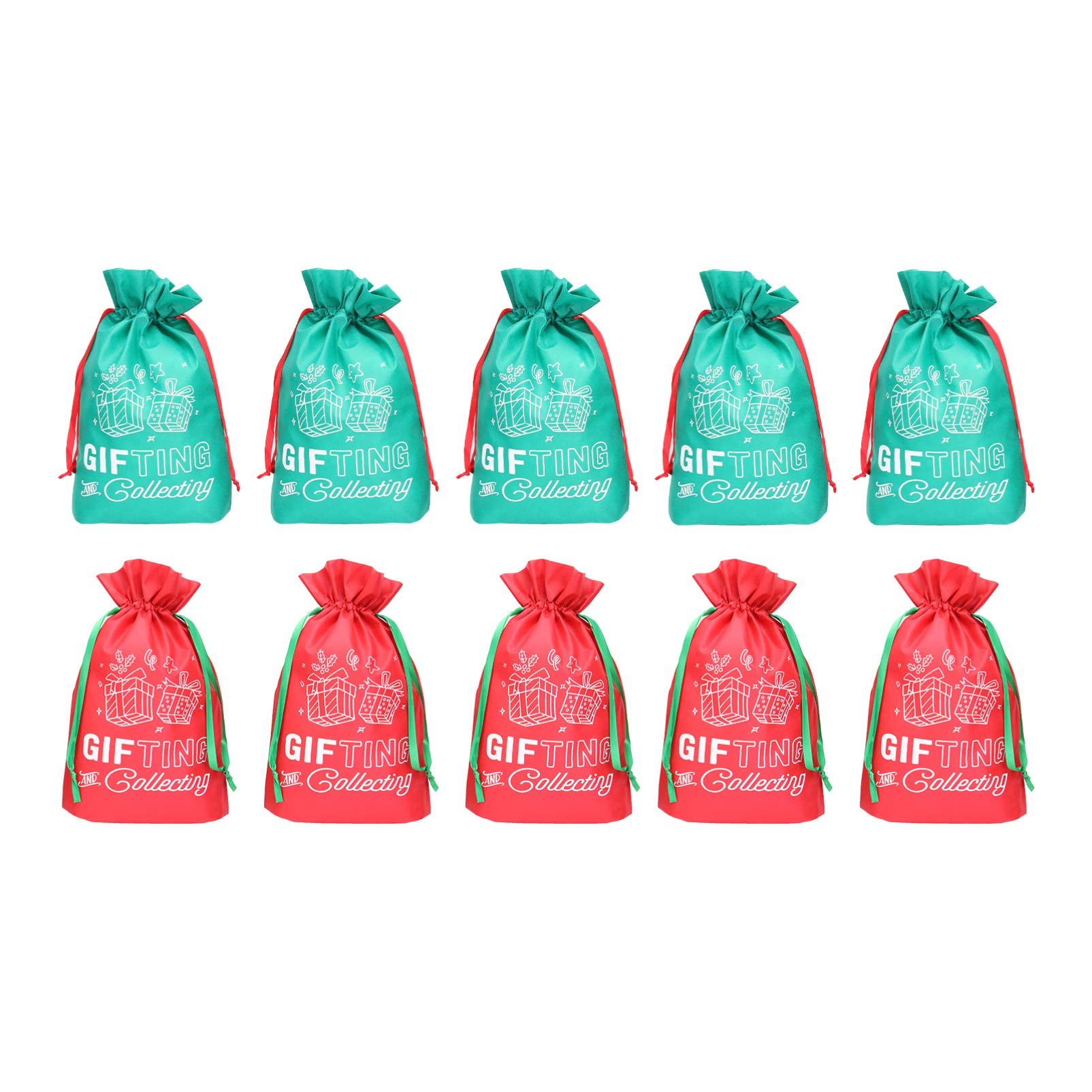 PRETYZOOM 10Pcs Christmas Drawstring Candy Bags - Holiday Treat Pouches for Xmas Party Favors, Gift Bags & Goodie Bags (Random Colors) - Perfect for Christmas Celebrations, Office Parties & Classroom Treats