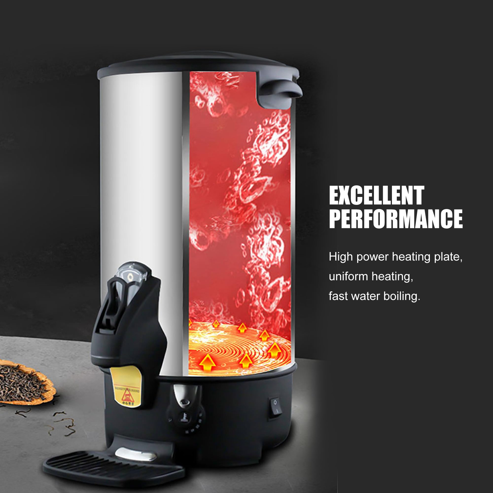 6L Commercial Electric Water Boiler - Stainless Steel Hot Water Dispenser for Coffee Shops, Milk Tea Stores & Restaurants | Fast Boiling Bucket for Beverage Making, Soup Heating & Kitchen Use