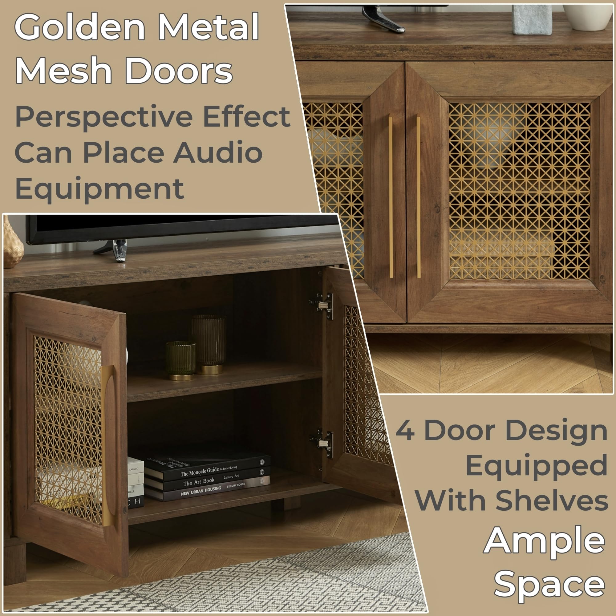 Mid Century Modern TV Stand with Storage Cabinet - 75