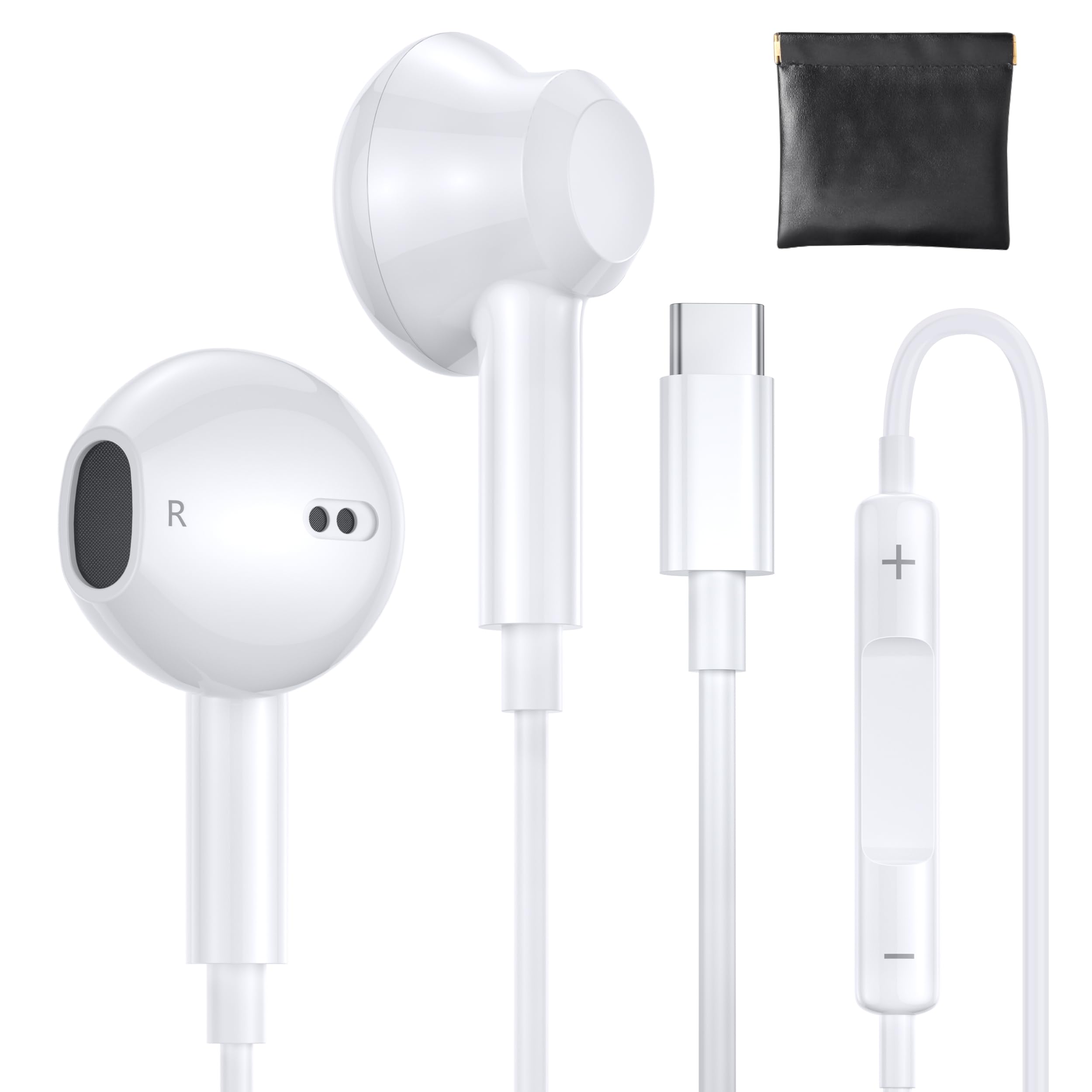 MFi Certified USB C Wired Headphones for iPhone 16 Pro Max/16 Pro/16 Plus/15 - HiFi Stereo Earbuds with Mic & Volume Control - Perfect for Music, Gaming & Video Calls on iPhone & iPad Pro