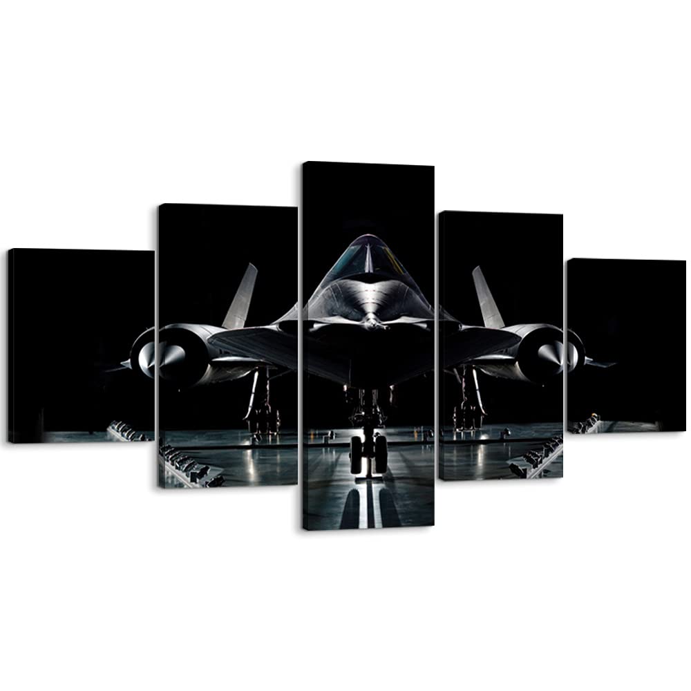 SR-71 Blackbird Aviation Wall Art - 5 Piece Military Aircraft Canvas Prints (60''W x 32''H) - Strategic Reconnaissance Plane Decor for Bedroom, Office & Man Cave - Perfect for Aviation Enthusiasts & Home Decor