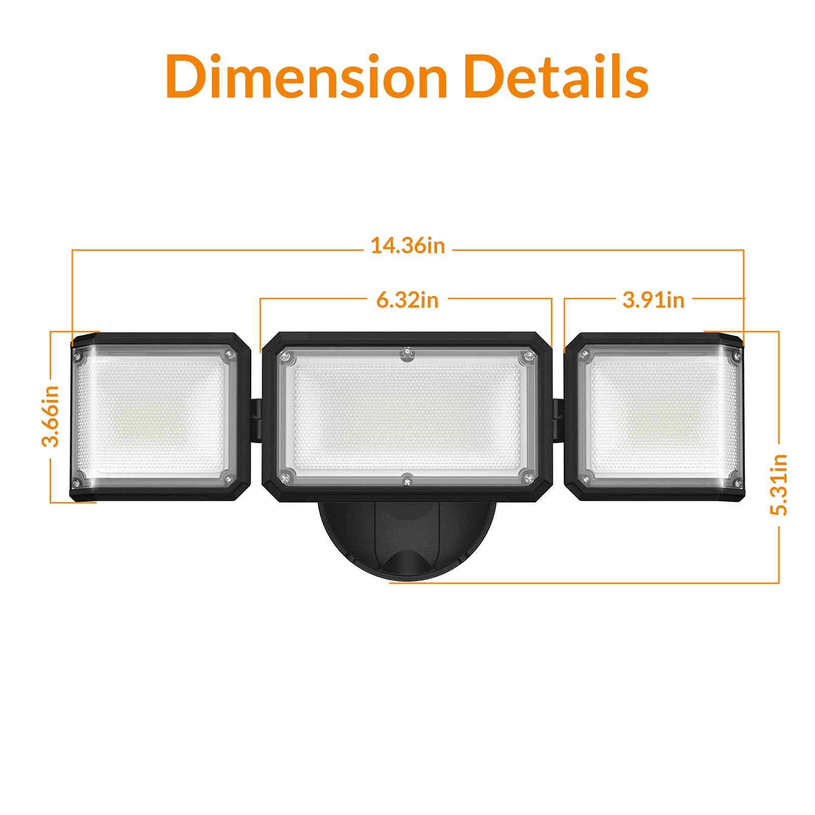 LEPOWER 42W LED Flood Lights Outdoor - 4200LM Bright Security Lights with 3 Adjustable Heads, Switch Controlled, 220° Wide Angle & IP65 Waterproof - Perfect for Garage, Yard, Porch, Backyard, and Driveway Lighting (Black)