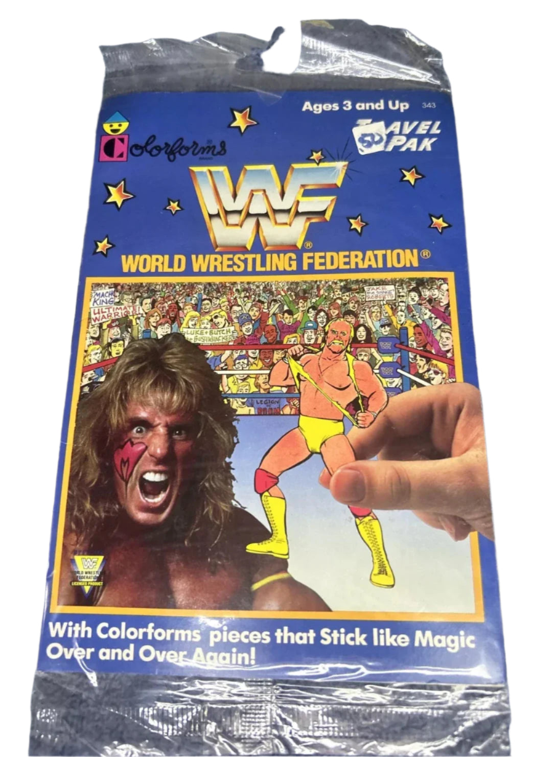 1990 WWF Wrestling Hulk Hogan Travel Pak By Colorforms - Vintage Wrestling Collectible for Fans & Memorabilia - Perfect for Display, Gifts & Nostalgic Wrestling Enthusiasts