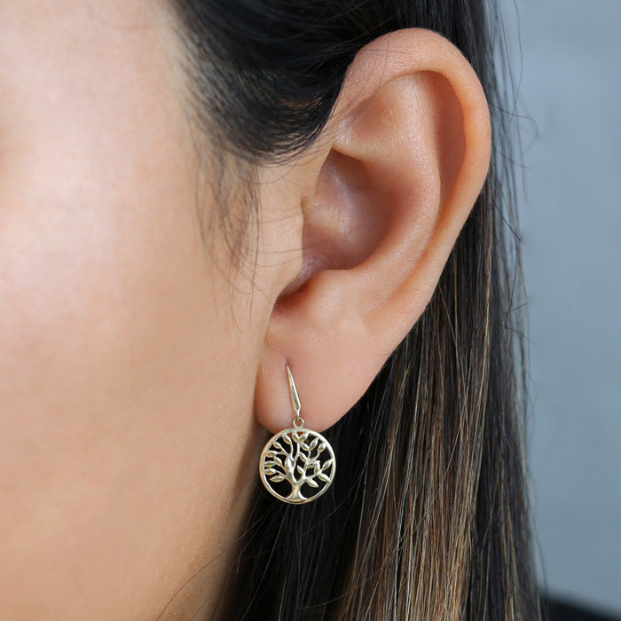 14K Yellow Gold Tree of Life Earrings for Women - Dainty Nature-Inspired Jewelry - Perfect for Everyday Wear, Gifts & Special Occasions