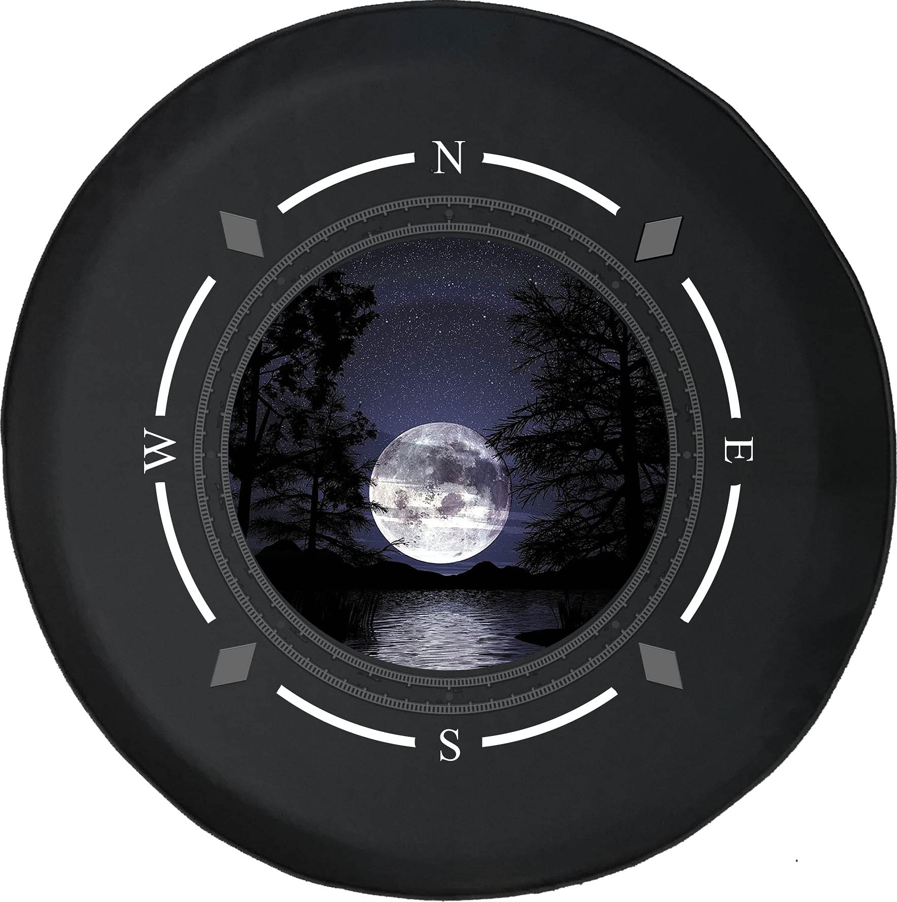 American Unlimited Spare Tire Cover with Compass & Full Moon Design - Fits SUV, Trailer, RV & Most Vehicles | Waterproof Wheel Protector for Off-Road Adventures & Camping Trips