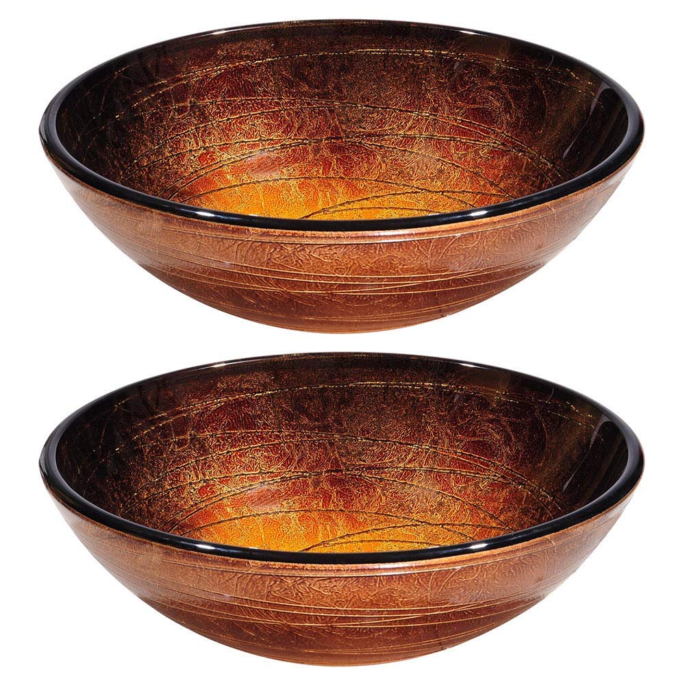 Aquaterior 2-Pack Round Tempered Glass Vessel Sink - Modern Above Counter Bathroom & Kitchen Wash Basin - Perfect for Vanity, Powder Room, and Guest Bath Installations