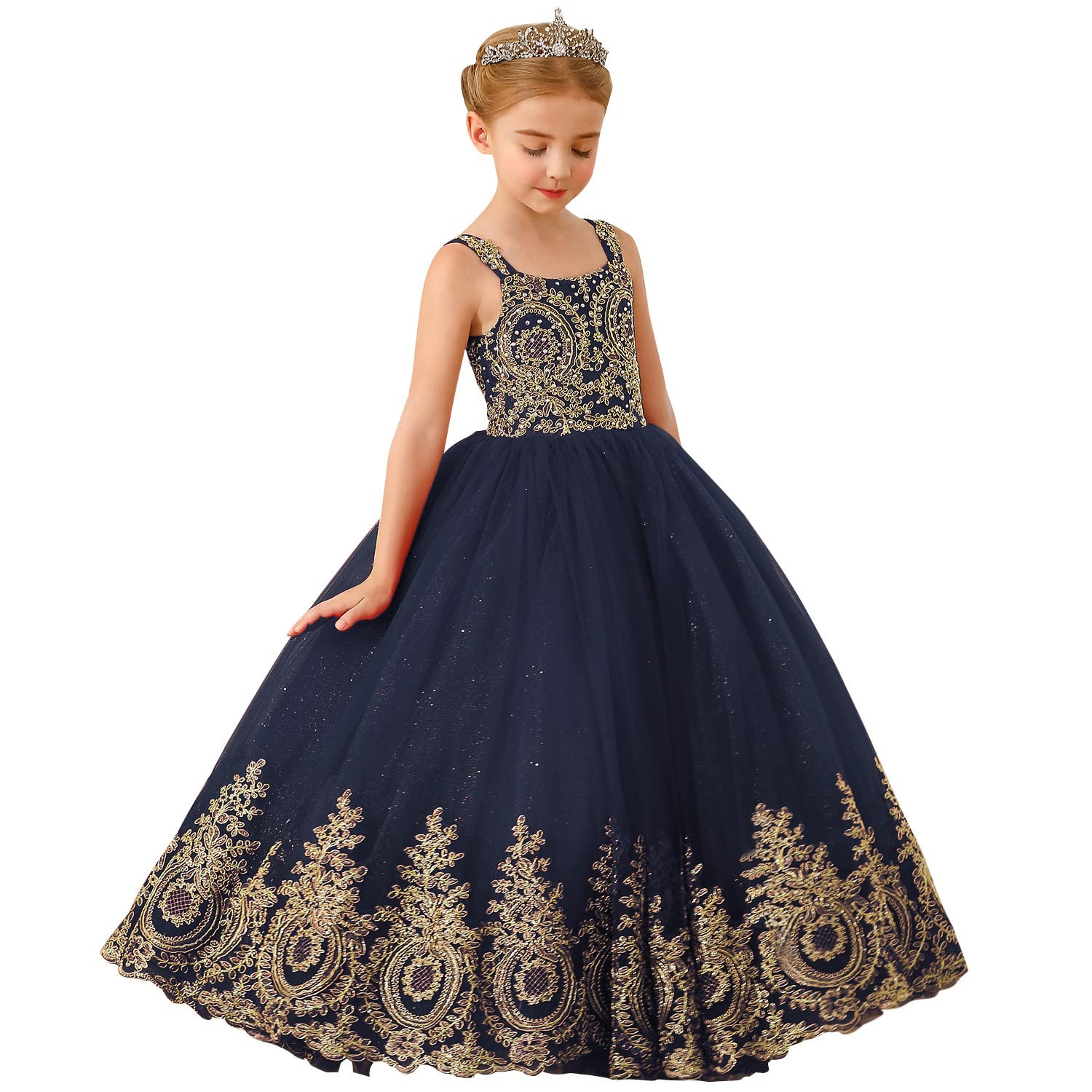 ABAO SISTER Girls Flower Princess Pageant Dress for Weddings, Birthday Parties & Prom - Elegant Ball Gown Formal Dress for Special Occasions