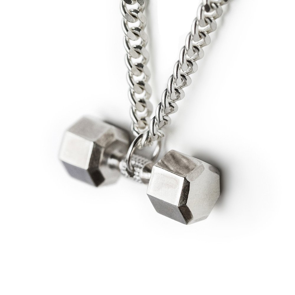 Sterling Silver Seven-Sided Dumbbell Pendant Necklace - Gym Jewelry for Women & Men - Perfect CrossFit Charm & Workout Gift for Fitness Lovers - Ideal for Gym, Workout & Everyday Wear