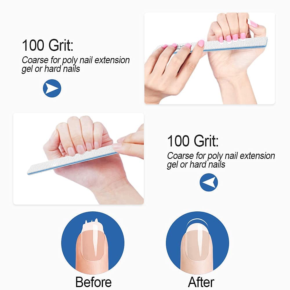 50 PCS Professional Nail Files Set - 100/100 Grit Double Sided Reusable Nail Buffers for Acrylic & Fake Nails - Perfect for Nail Technicians, DIY Manicures & Pet Grooming at Home or Salon