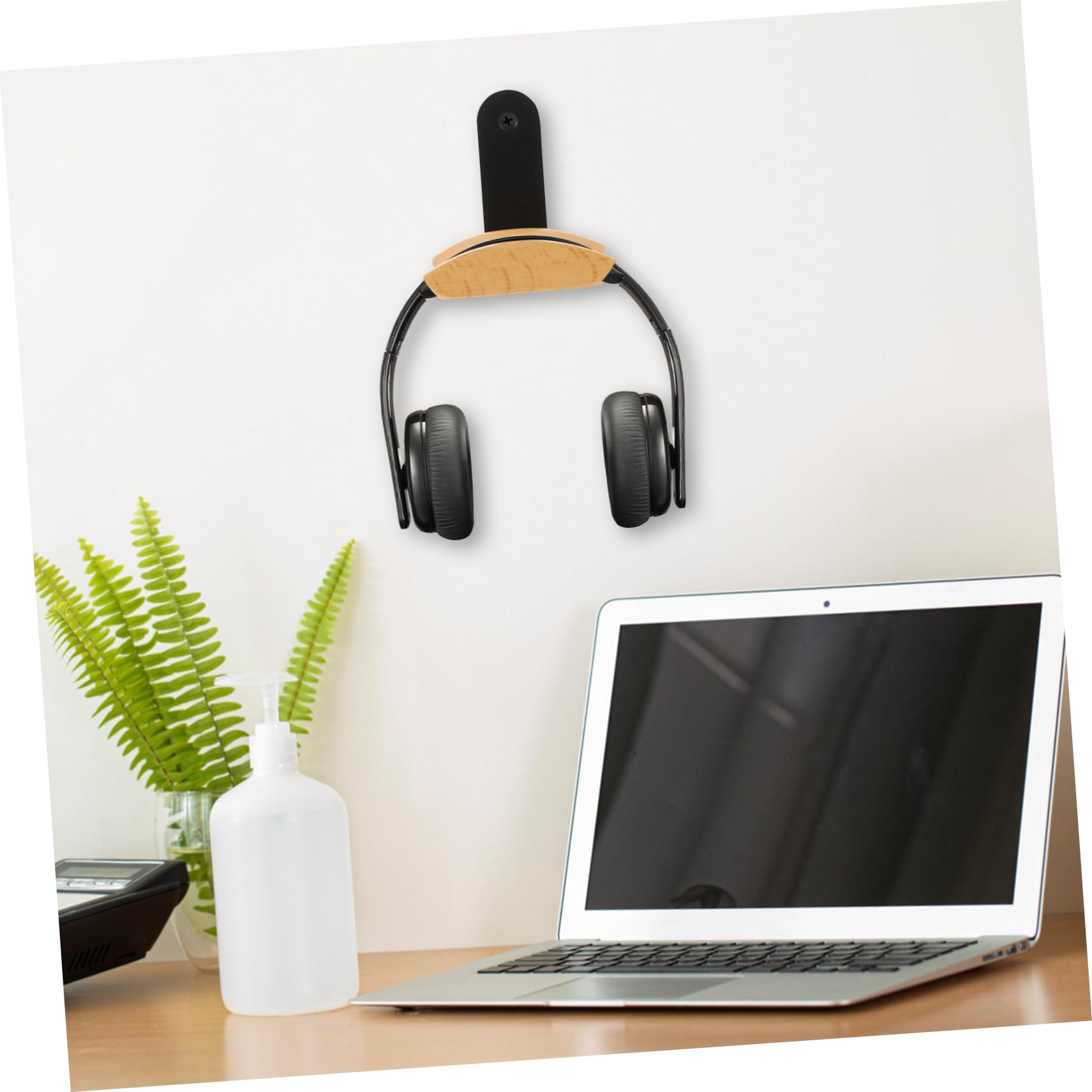 Veemoon Wooden Headphone Hanger Wall Mount - Earth Tone Headset Holder for Gaming, Office & Home Organization - Space Saving Headphone Stand for Desk, Bedroom & Workspace