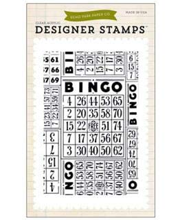 Echo Park Paper Company Bingo Cards Stamp Set - Premium Quality DIY Scrapbooking & Card Making Supplies for Parties, Games, and Craft Projects