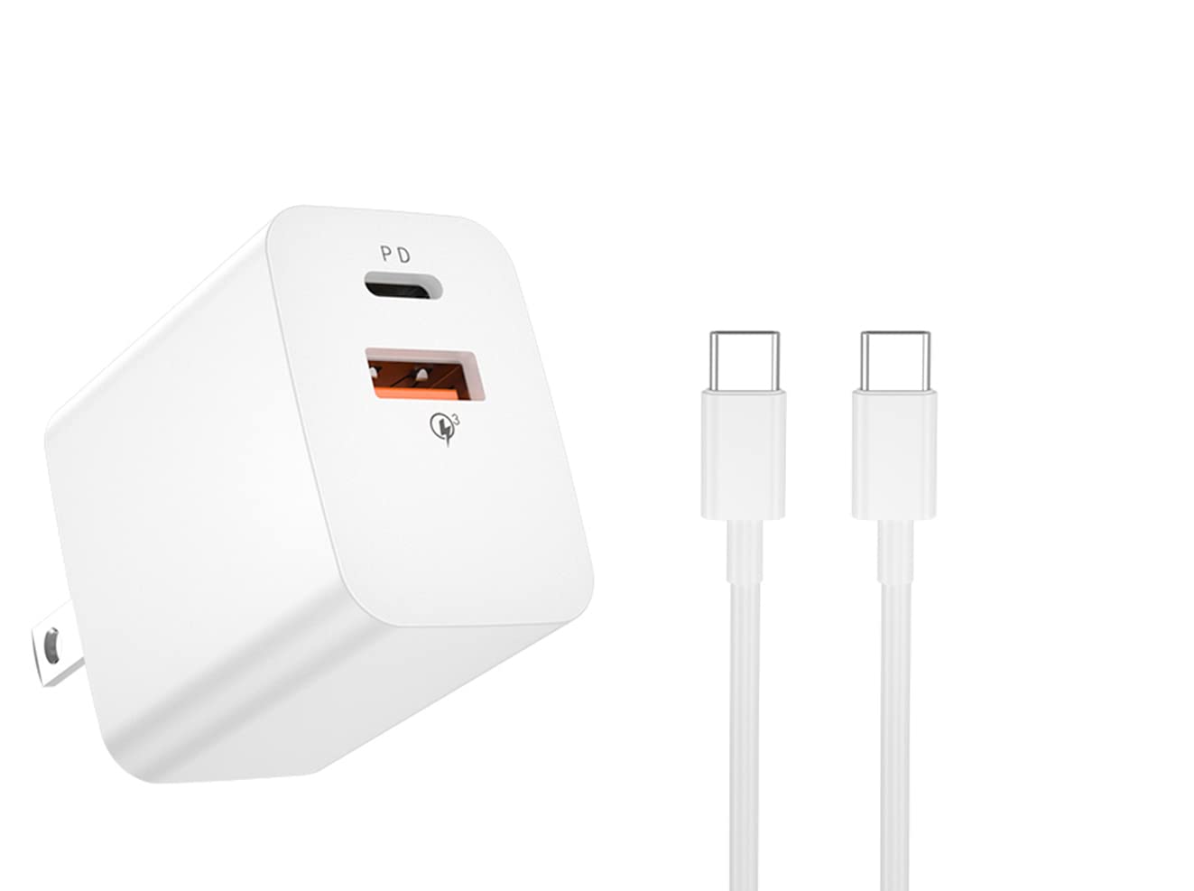 MFi Certified 20W Dual Port USB Wall Charger with 6.6ft USB-C Cable - Fast Charging Power Delivery for iPhone, Samsung Galaxy, iPad, Pixel, LG - Perfect for Home, Office & Travel Charging Needs