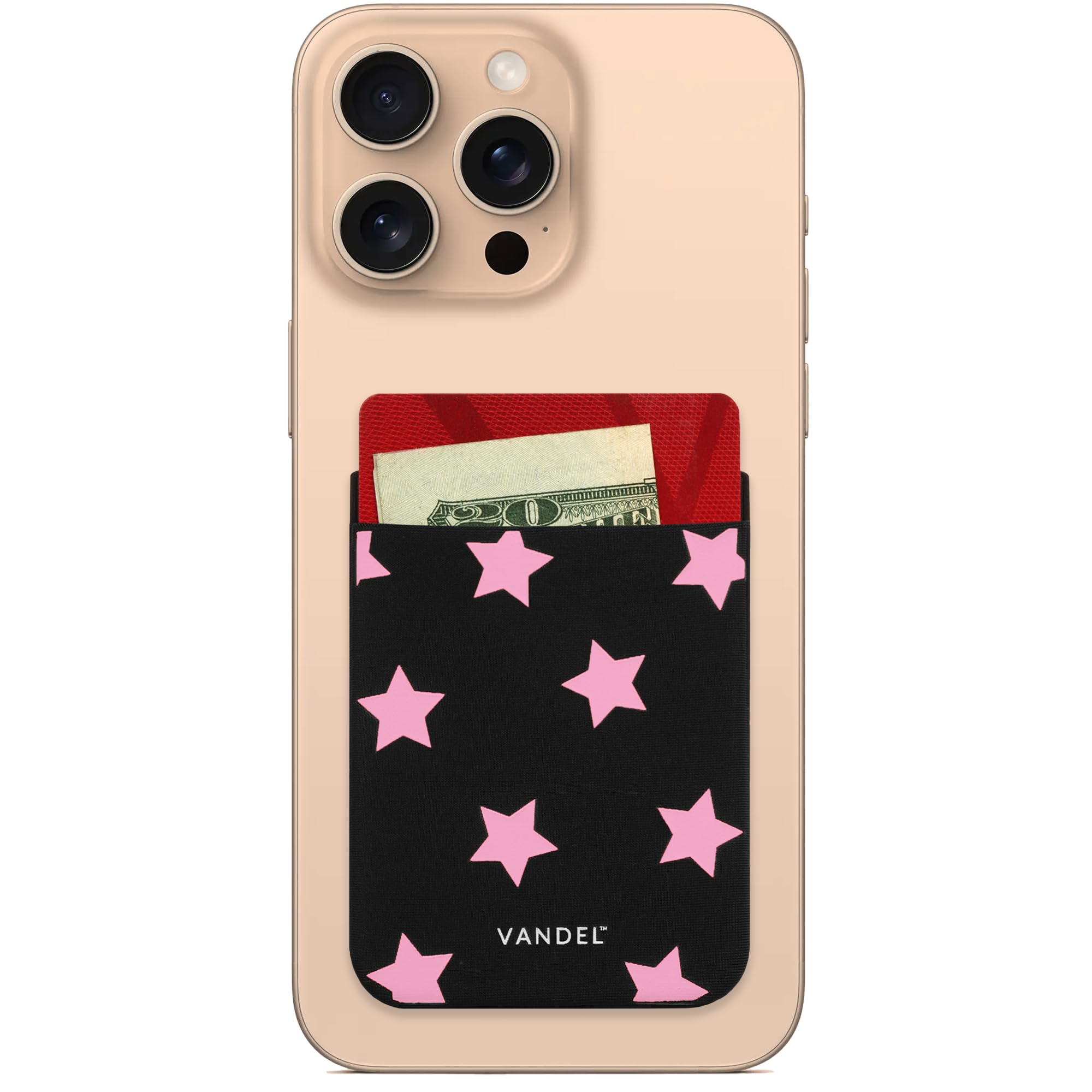 VANDEL Stick-On Fabric Phone Wallet for Women - Cute Credit Card Holder for iPhone Case, Adhesive Back Pocket for Cards & Cash (Perfect for Shopping, Travel & Everyday Use)