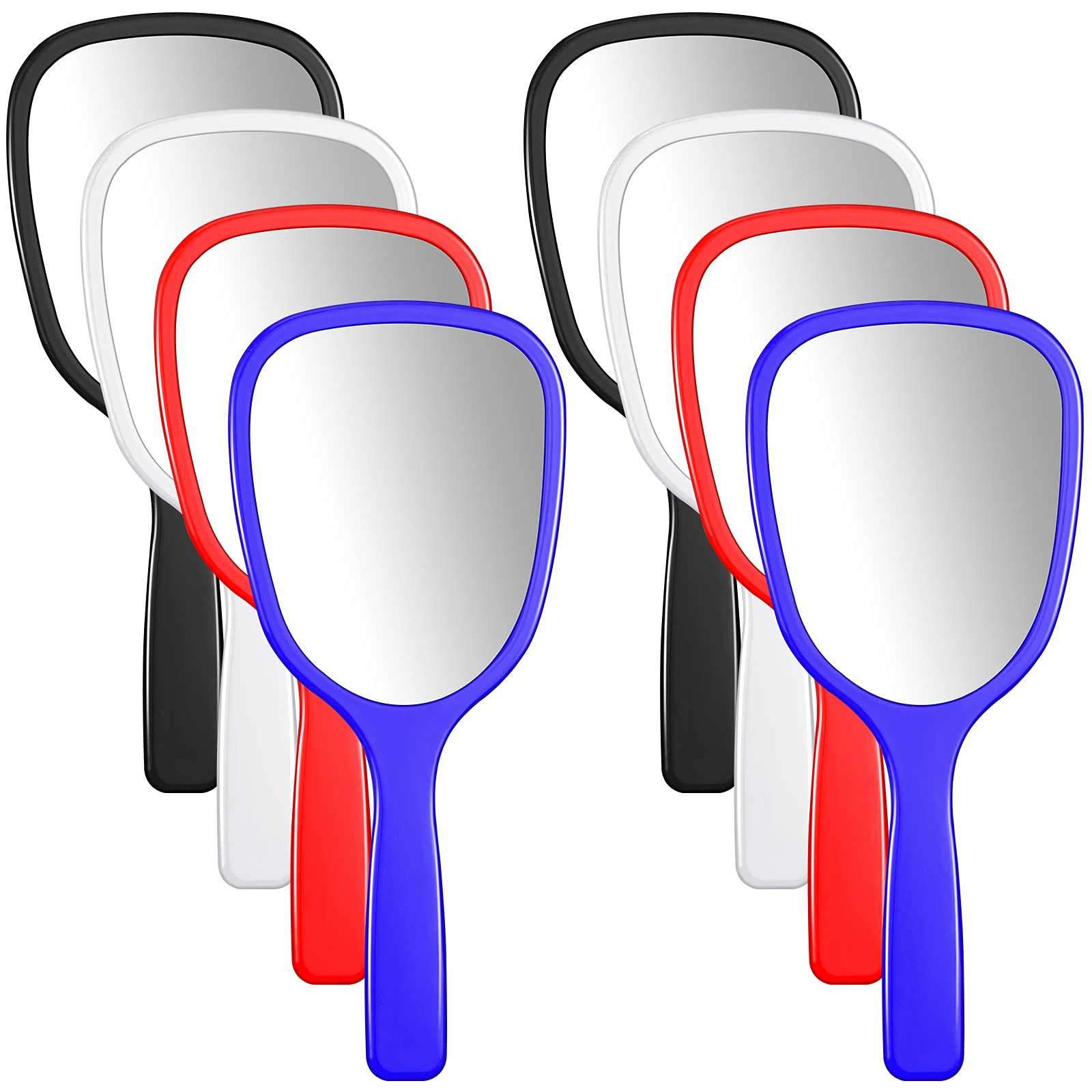 Jetec Handheld Travel Mirror 8-Pack - Compact Makeup Mirror for Home & Travel (Blue/Black/Red/White)