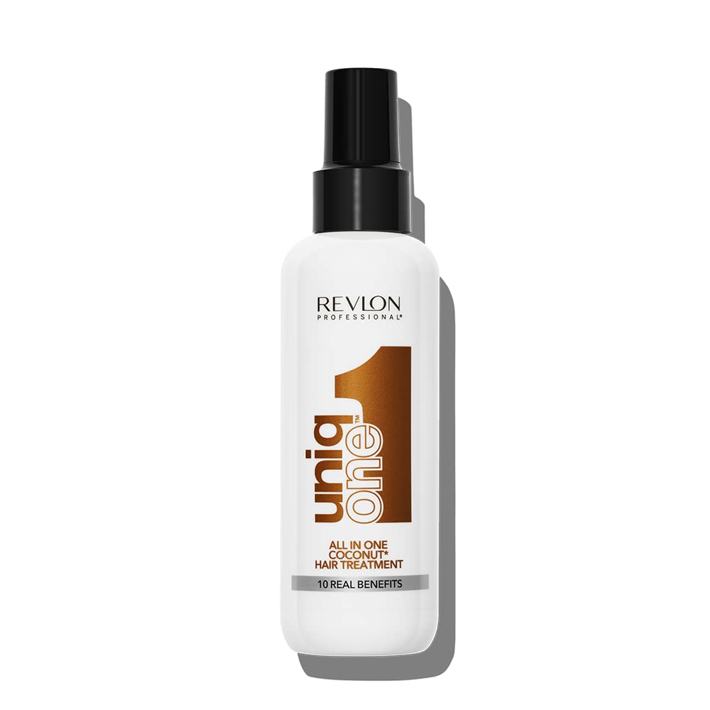 REVLON PROFESSIONAL UNIQONE COCO Leave-In Hair Treatment - Coconut Scented Hair Care for Dry & Damaged Hair - 5.07 fl oz (150ml) - Perfect for Daily Hydration & Frizz Control at Home or Salon