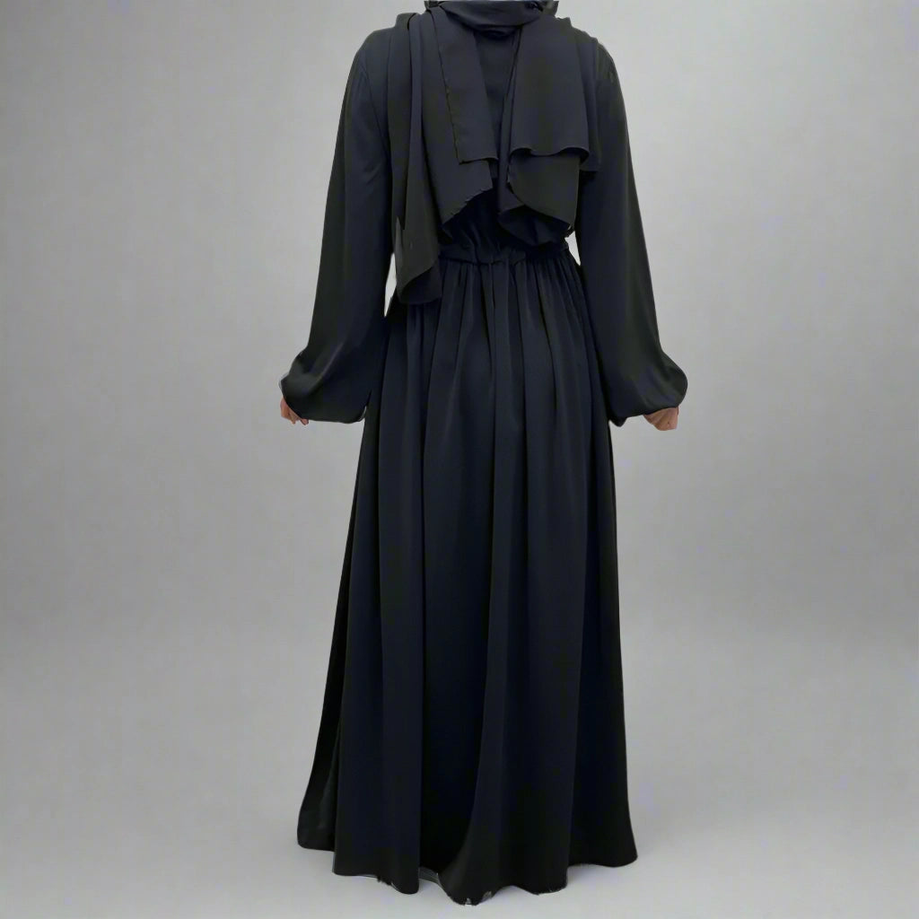 Elegant Solid Color Loose Abaya Dress for Muslim Women - Modest Islamic Clothing for Prayer, Mosque & Daily Wear