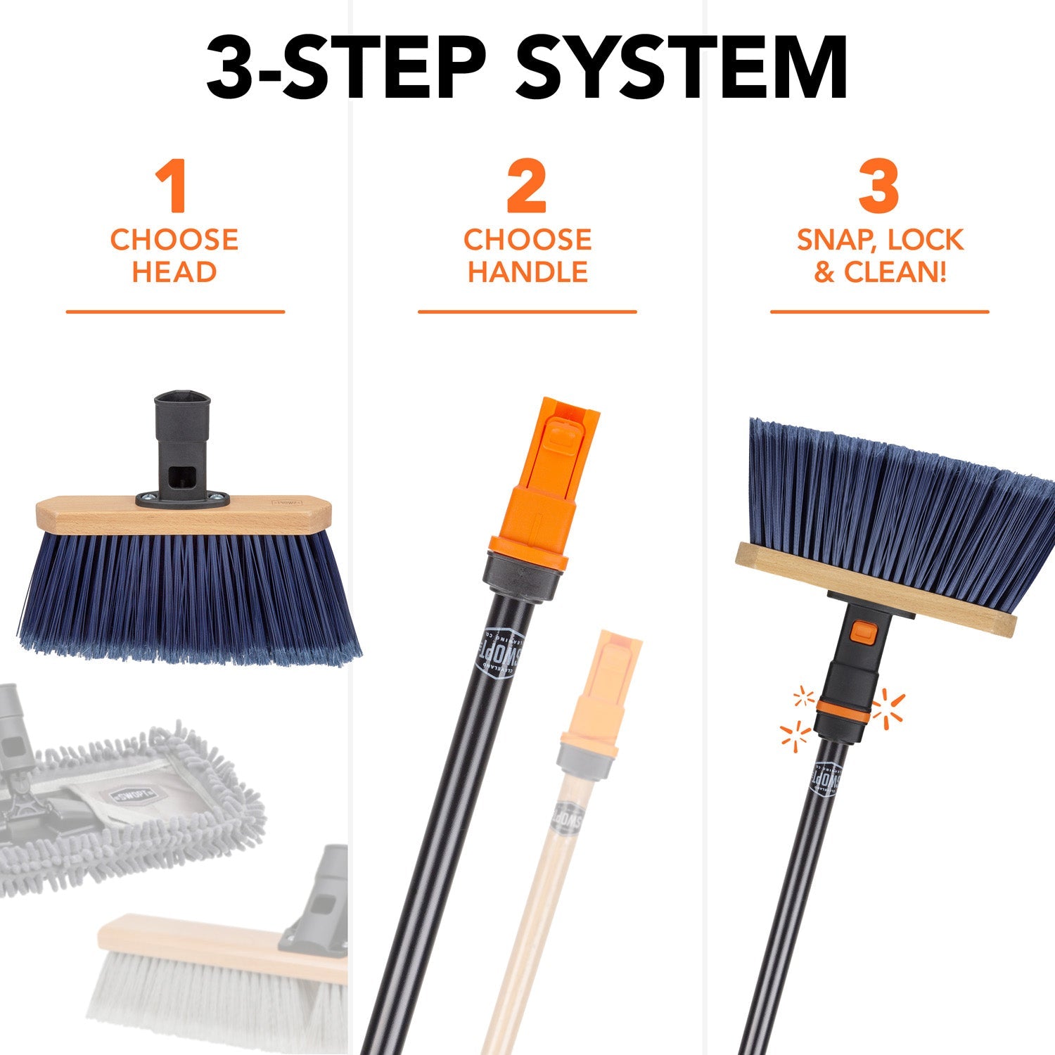 24 Inch Microfiber Dust Mop Head with 60 Inch Steel Handle - Heavy Duty Floor Cleaning Kit for Hardwood, Tile & Laminate Floors - Home, Office & Commercial Use
