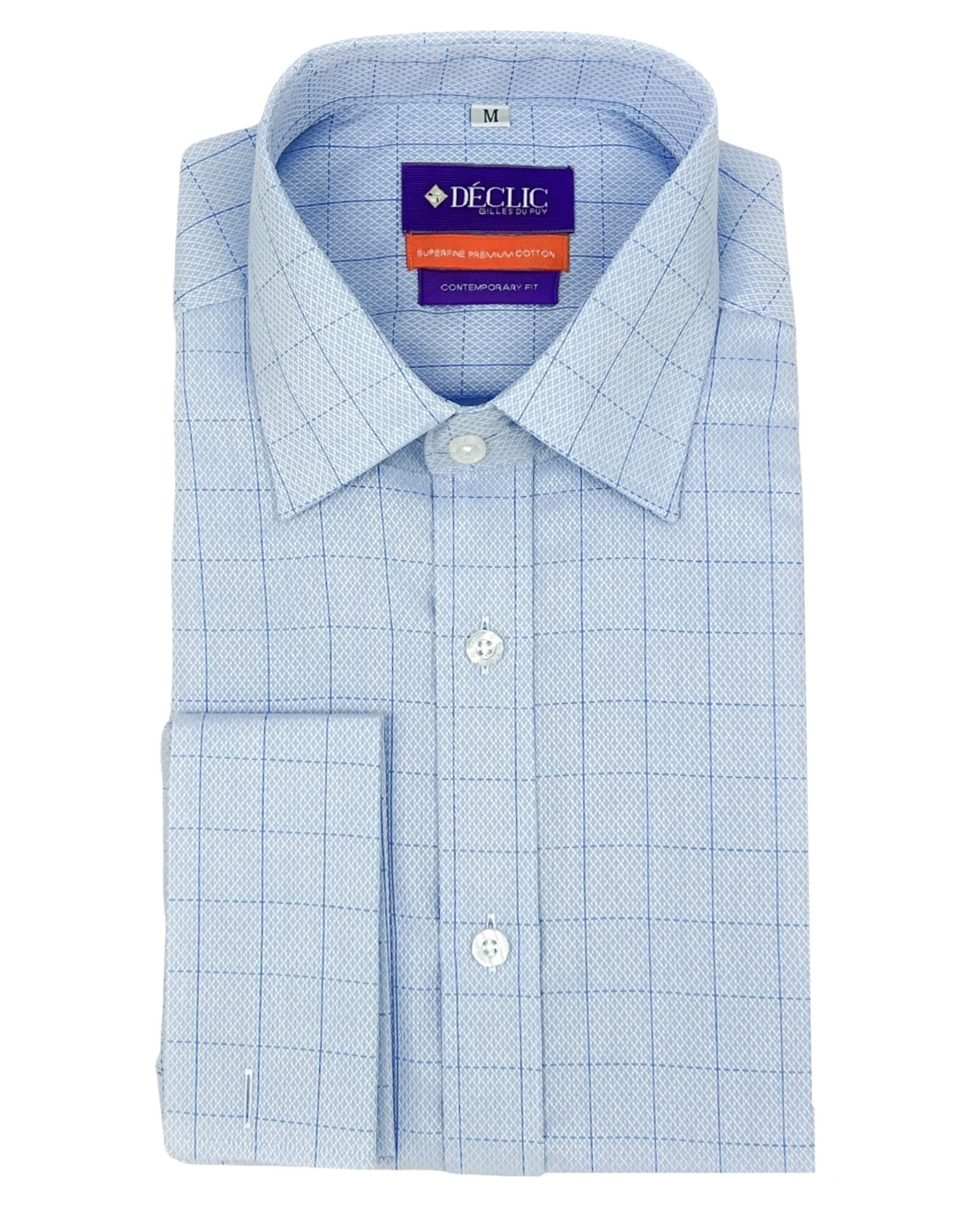DÉCLIC Salinas Textured Check Button-Down Shirt for Men - Casual Blue Plaid Flannel Shirt | Perfect for Outdoor Adventures, Date Nights & Layered Fall Fashion