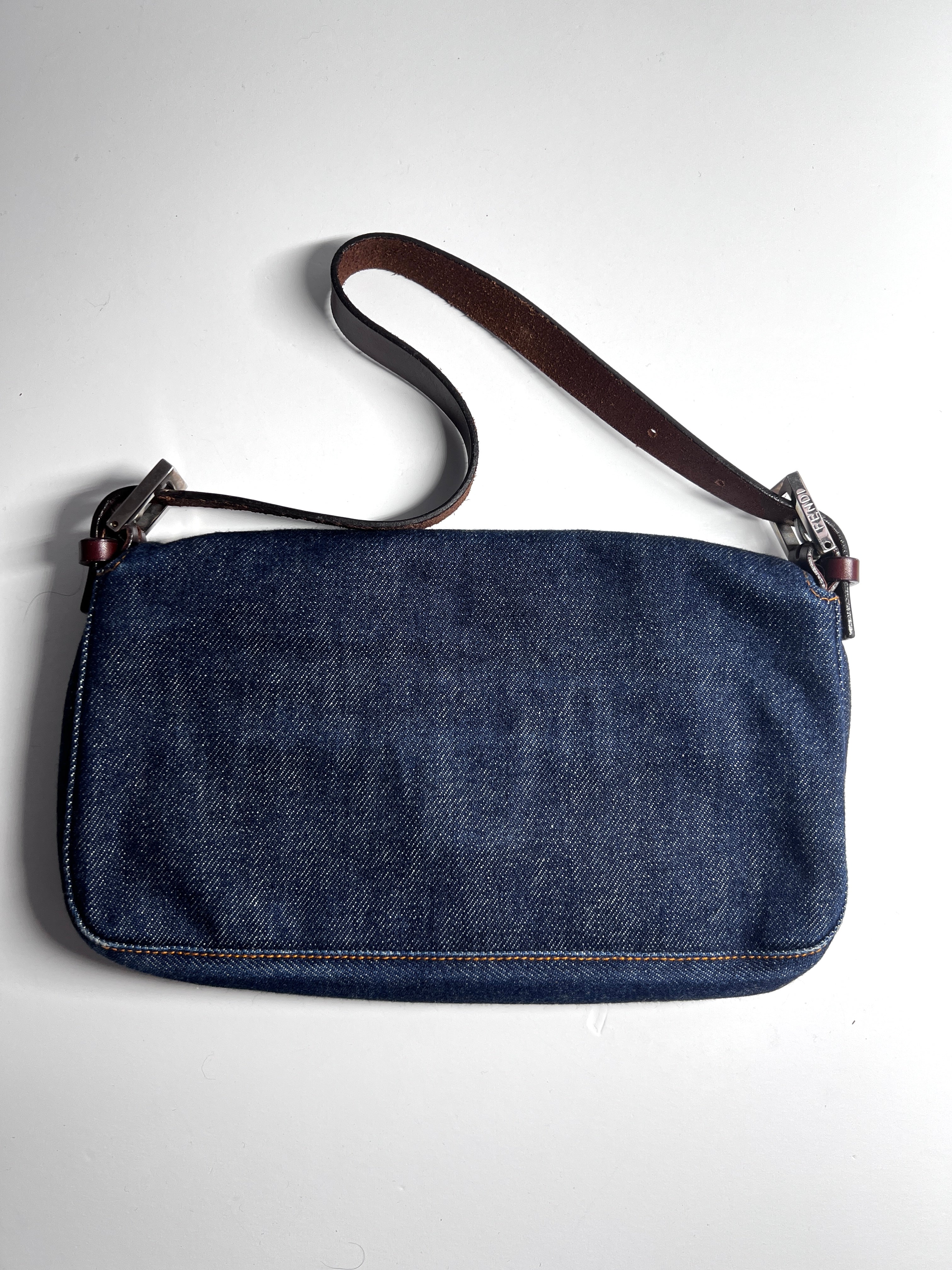 Vintage Fendi Denim Baguette Bag - Authentic Designer Crossbody Purse for Women | Perfect for Casual Outings, Date Nights & Fashion Events