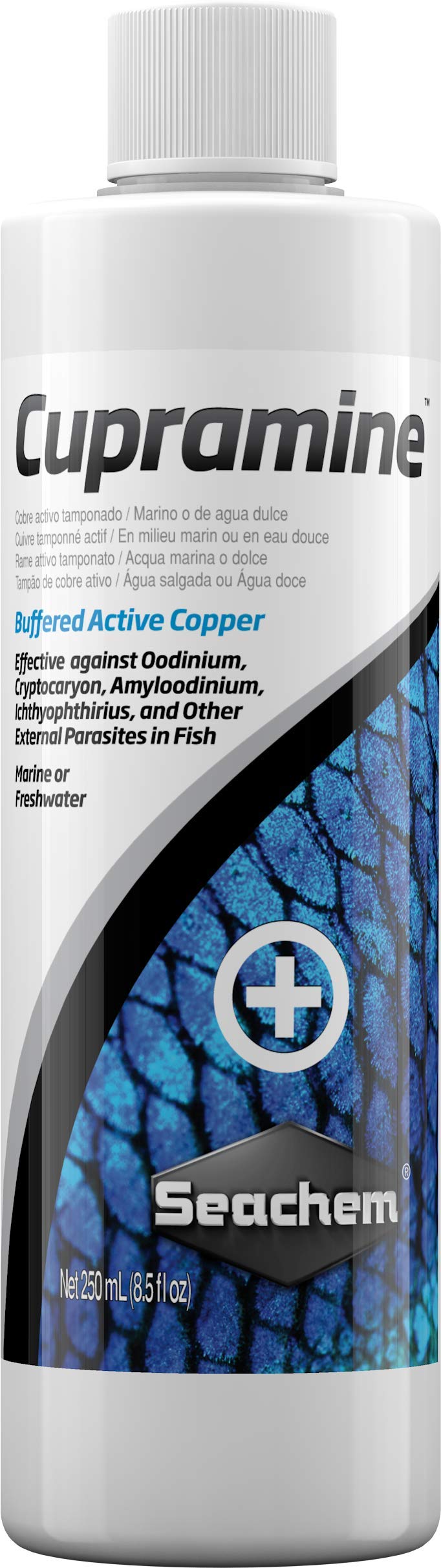 Seachem Cupramine Copper Treatment 250ml - Effective Copper Medication for Aquarium Fish Parasites & Infections - Ideal for Freshwater & Saltwater Tanks