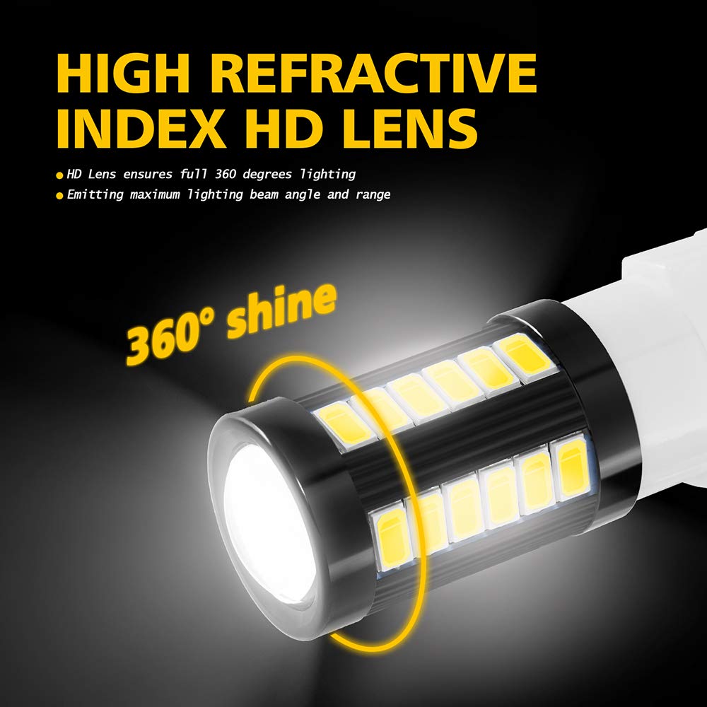 AUXLIGHT 3157 3156 T25 3056 4157 LED Bulbs - 1400 Lumens Super Bright, Low Power, 6000K Xenon White - Replacement for Backup Reverse Lights, Tail Brake Stop & Parking Lights (Pack of 2) - Perfect for Cars, Trucks & SUVs