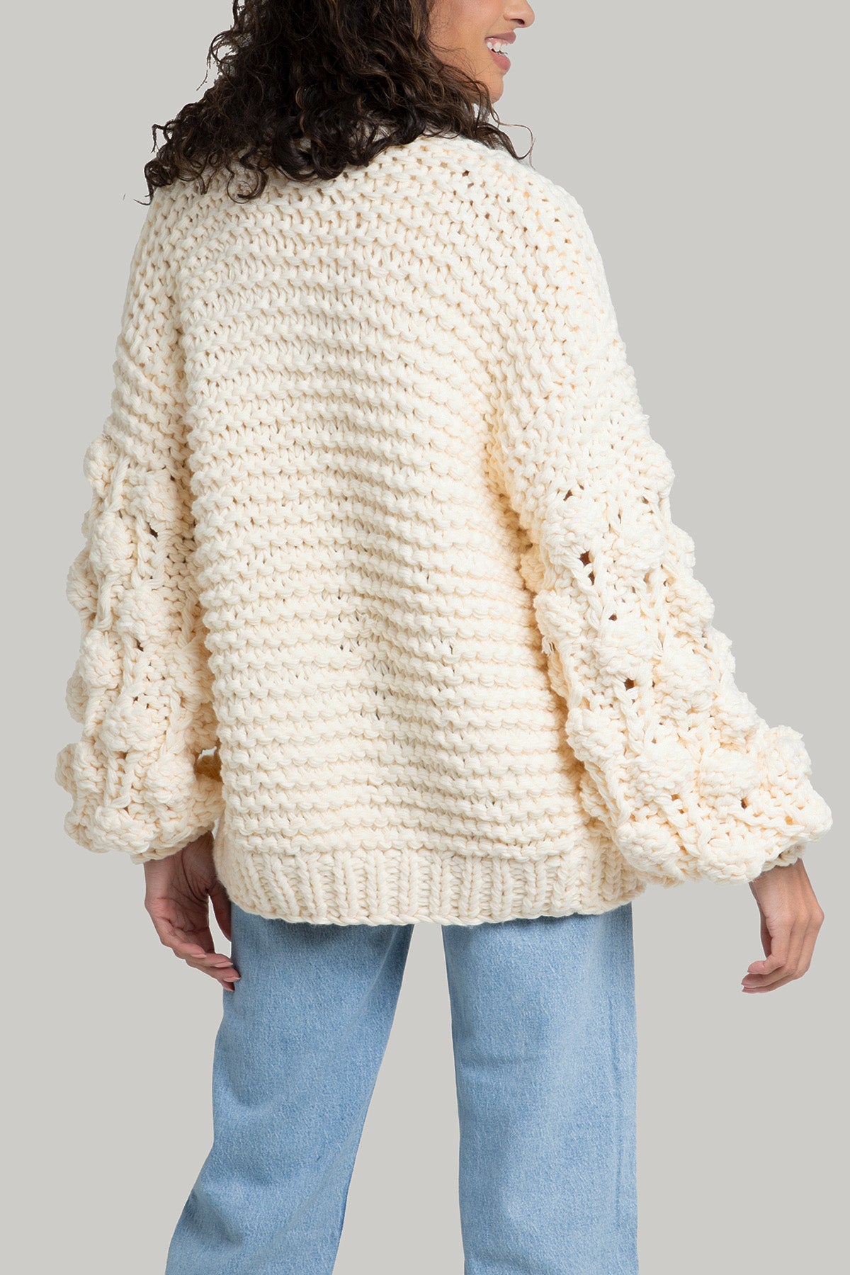 Stylish Knit Cardigan with Bauble Sleeves - Cozy Winter Sweater for Women | Perfect for Office, Date Night & Casual Outfits