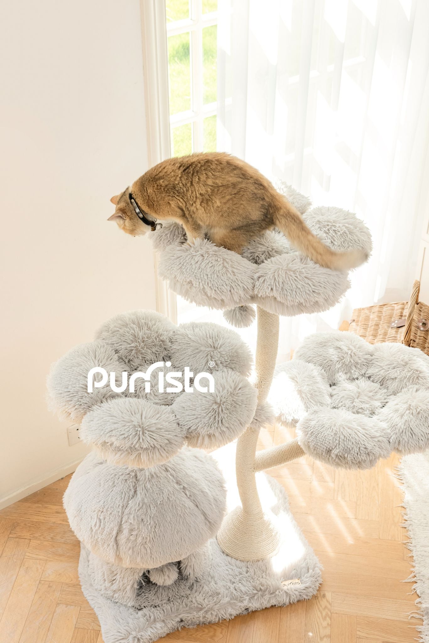 120cm Purrista Mushroom Ice Cream Cat Tree - Grey | Multi-Level Cat Climbing Tower with Scratching Posts & Cozy Perches for Indoor Cats | Perfect for Play, Rest & Scratching in Living Rooms & Bedrooms