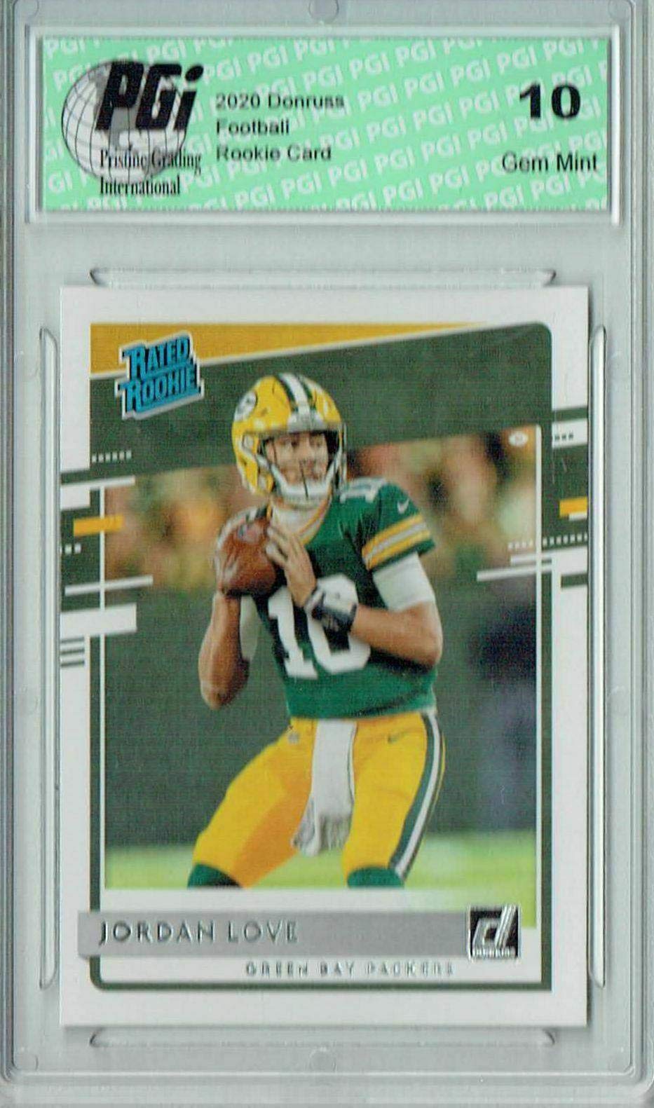 Jordan Love 2020 Donruss #304 Rated Rookie Football Card PGI 10 Gem Mint - NFL Collectible for Fans & Investors | Perfect for Display, Trading, or Sports Memorabilia Collections