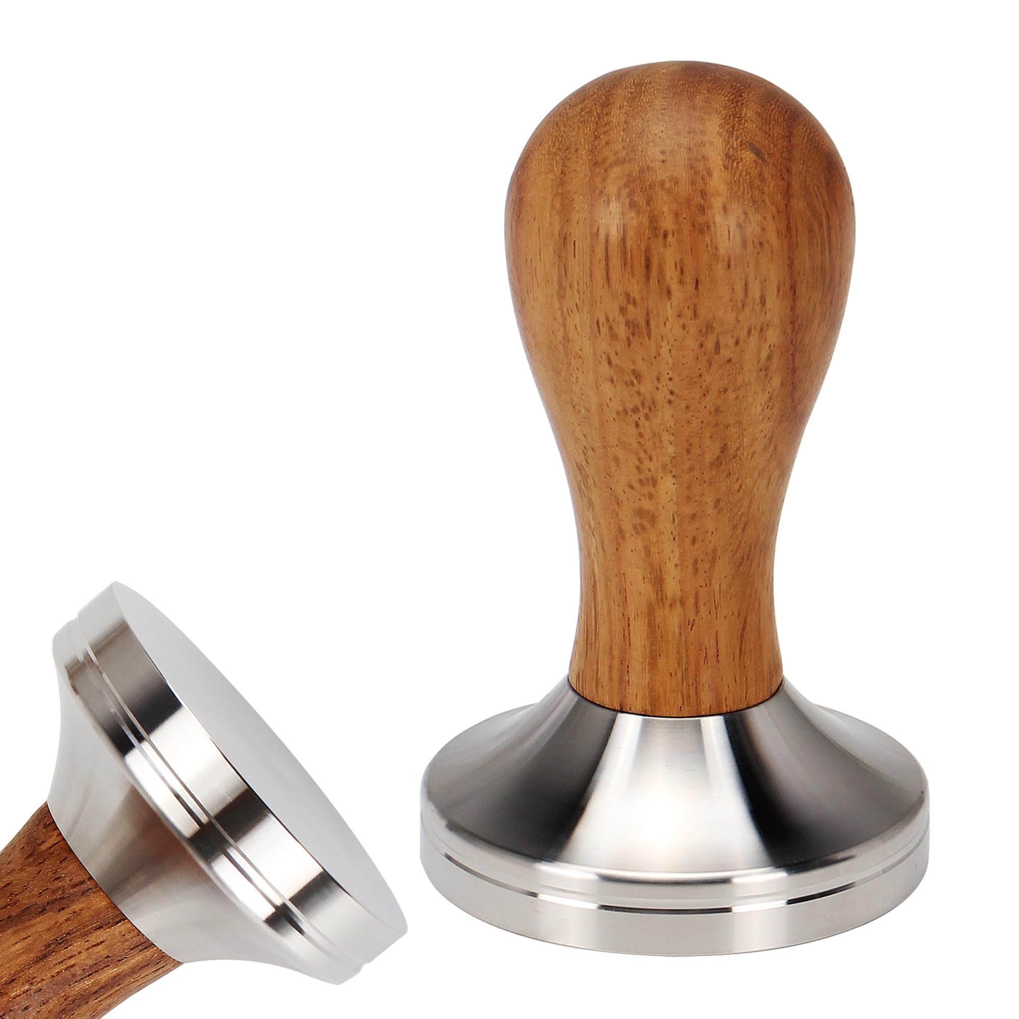 Premium 58mm Espresso Tamper - 304 Stainless Steel Flat Base & Ergonomic Wooden Handle for Perfect Coffee Extraction - Ideal for Baristas & Home Coffee Brewing