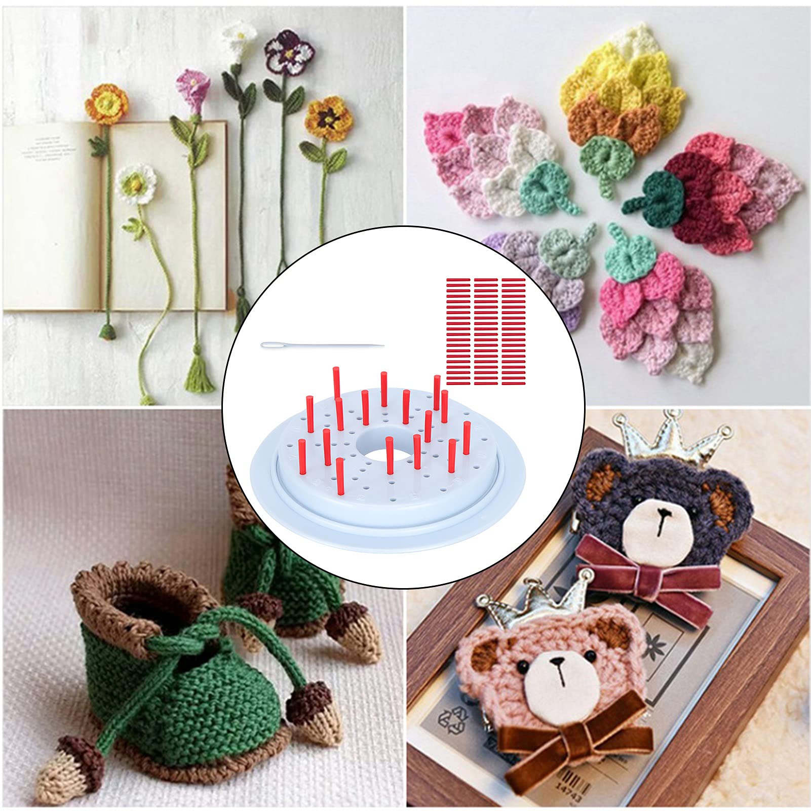 Flower Knitting Loom Kit - DIY Round Weaving Loom Set with Hook Needle & Pompom Maker for Wool Yarn Crafts | Perfect for Handmade Scarves, Hats, and Home Decor Accessories