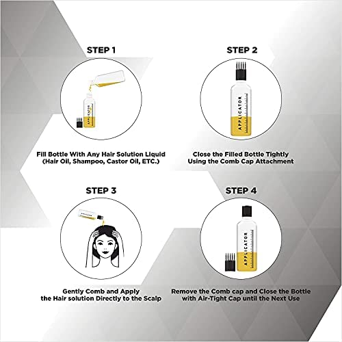 Premium PVC Hair Root Applicator Bottle with Comb Cap - 120ml Scalp Oil Applicator for Hair Growth, Shampoo & Medicine (Pack of 2, White) - Perfect for At-Home Hair Treatments & Salon Professional Use