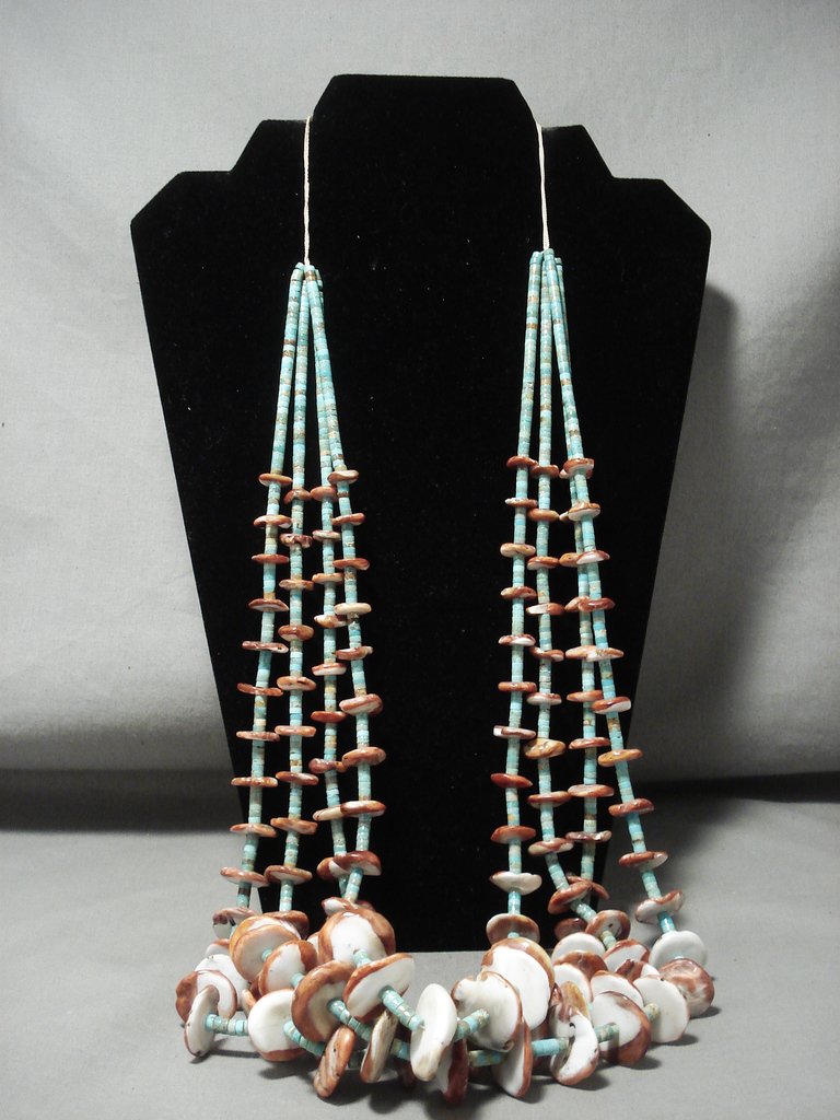 Vintage Navajo Native American Jewelry - 273g Royston Turquoise Spiny Oyster Shell Necklace for Women, Handmade Southwest Style Statement Piece | Perfect for Boho Fashion, Festivals & Special Occasions