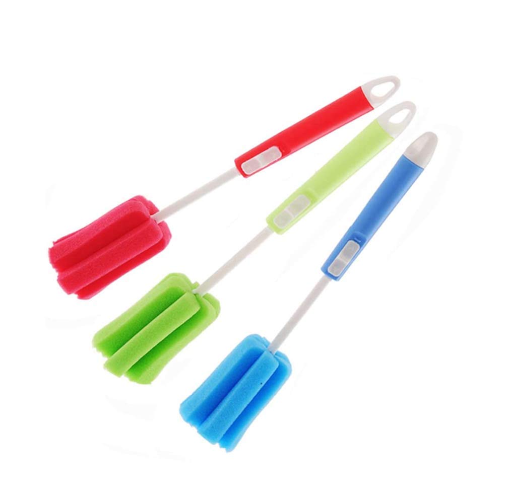 3PCS Long Handle Bottle Brush for Coffee Cups & Baby Bottles - Soft Sponge Cleaner for Narrow Neck Glassware