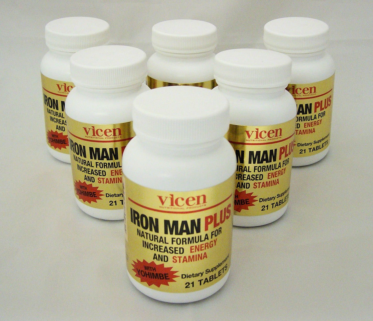 Iron Man Plus Male Stamina & Energy Enhancement Supplement with Yohimbe - 6 Bottle Pack (90 Capsules Each) for Improved Performance & Vitality - Perfect for Workouts, Intimacy & Daily Energy Boost