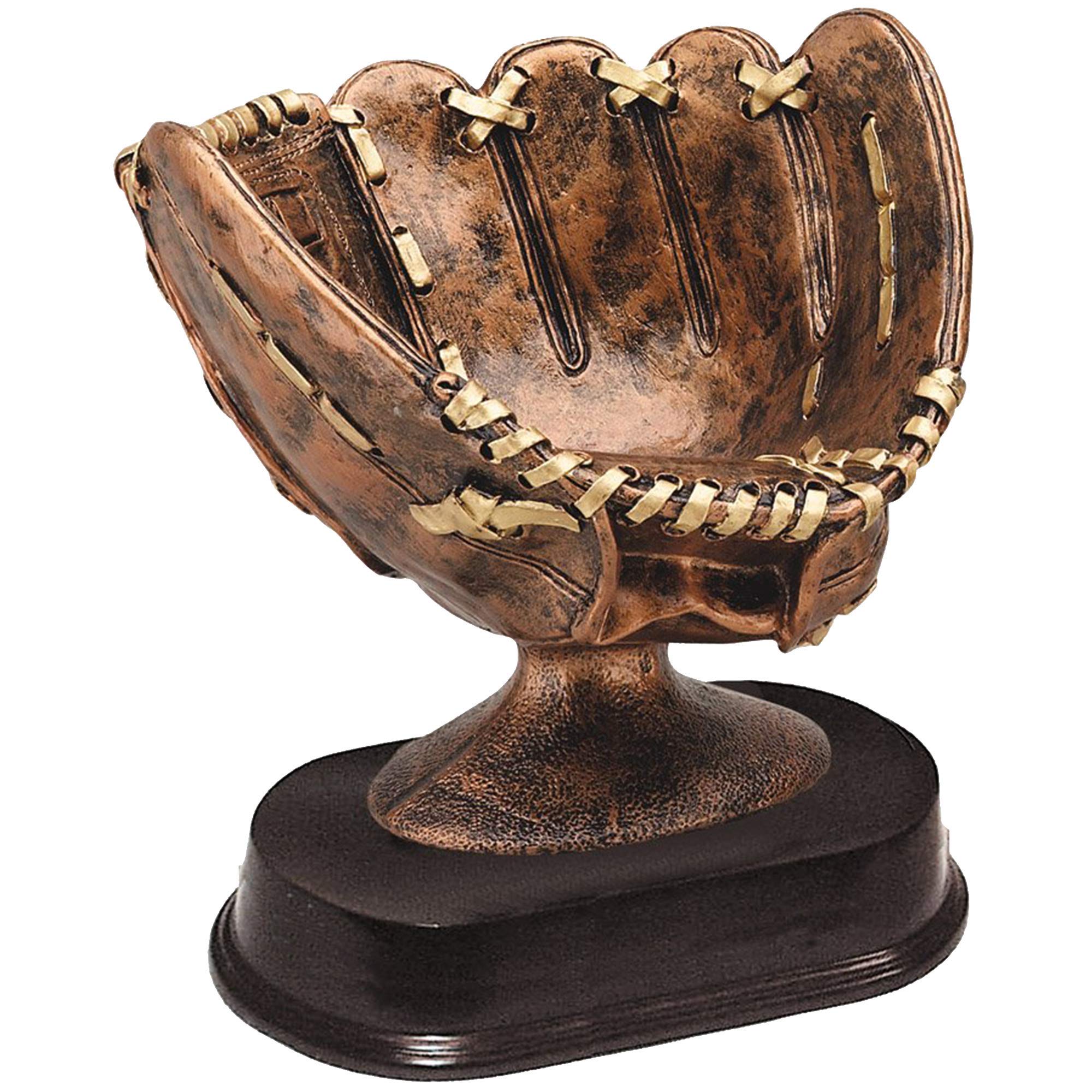 Bronze Softball Glove Ball Holder Trophy - 5 Inch Tall Game Ball Award - Perfect for Baseball Awards, Sports Trophies & Championship Displays