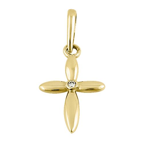 14K Solid Yellow Gold Vintage Cross Pendant with Clear CZ Stones - Elegant Religious Jewelry for Women, Perfect for Church, Weddings & Everyday Wear