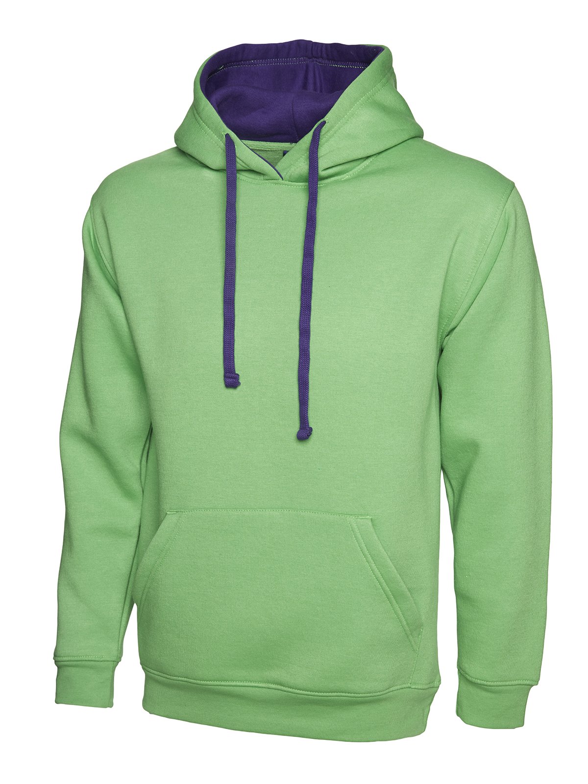 Uneek Men's Plain Contrast Hooded Sweatshirt - White & Fuchsia Pullover Hoodie for Casual Wear, Street Style & Everyday Comfort