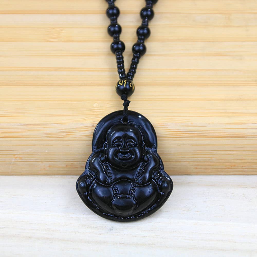 2021 TengHong CZ Gold Chain Pendant with Blue Green Jade Buddha - Crystal Amulet Necklace for Women & Men - Spiritual Jewelry for Meditation, Yoga & Daily Wear