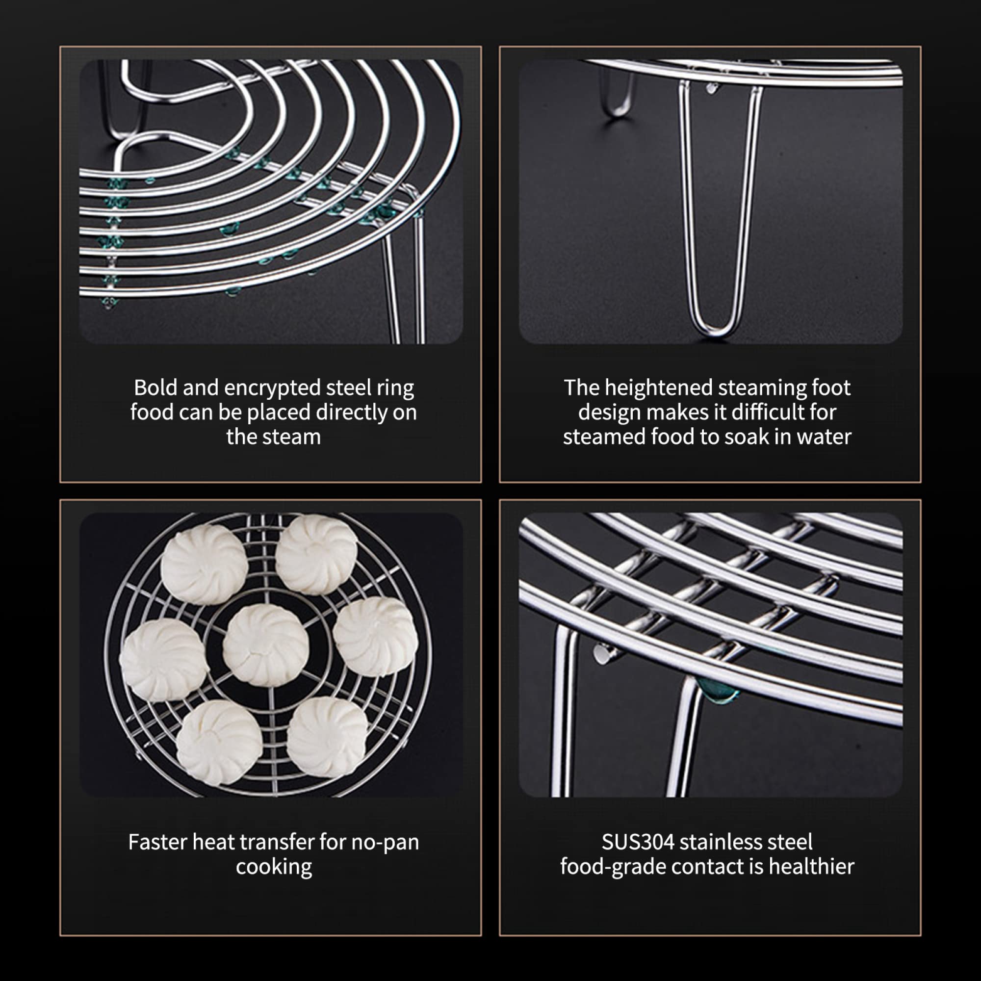 2-Pack Stainless Steel Round Cooling & Cooking Racks - 23.5cm & 27.5cm Diameter - Perfect for Air Fryer, Pressure Cooker, Oven & Steaming - Durable Baking & Roasting Rack for Even Cooking & Cooling - Ideal for Cookies, Meats, Vegetables & Pastries