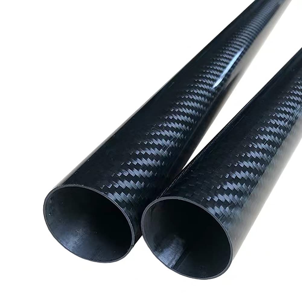 High-Strength 3K Carbon Fiber Tube - 2PCS Hollow Roll Wrapped Twill Glossy Bar (40mm×37mm×500mm) for RC Cars, Drones, and DIY Projects - Lightweight & Durable Aerospace-Grade Material