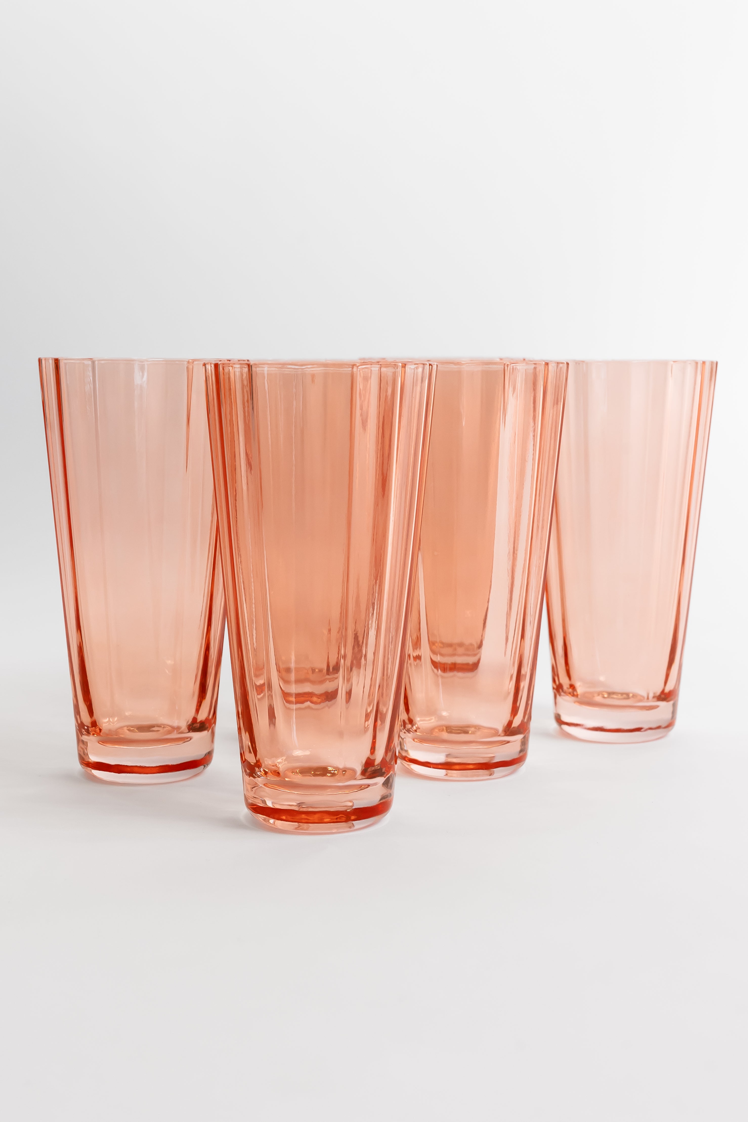 Estelle Colored Sunday Highball Glasses - Set of 6 Peach Fuzz (Coral Peach Pink) for Cocktails, Iced Tea & Elegant Drinkware